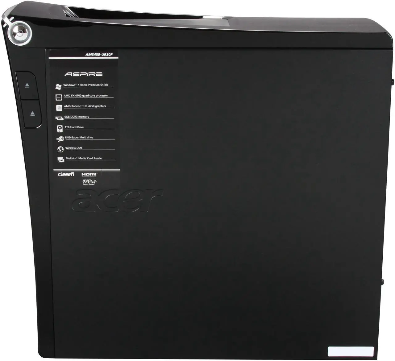 Alt view image 4 of 10 - Acer Desktop PC AM3450-UR30P (PT.SHDP2.001) AMD FX-Series FX-4100 6GB DDR3 1TB HDD ATI Radeon HD 4250 Windows 7 Home Premium 64-Bit