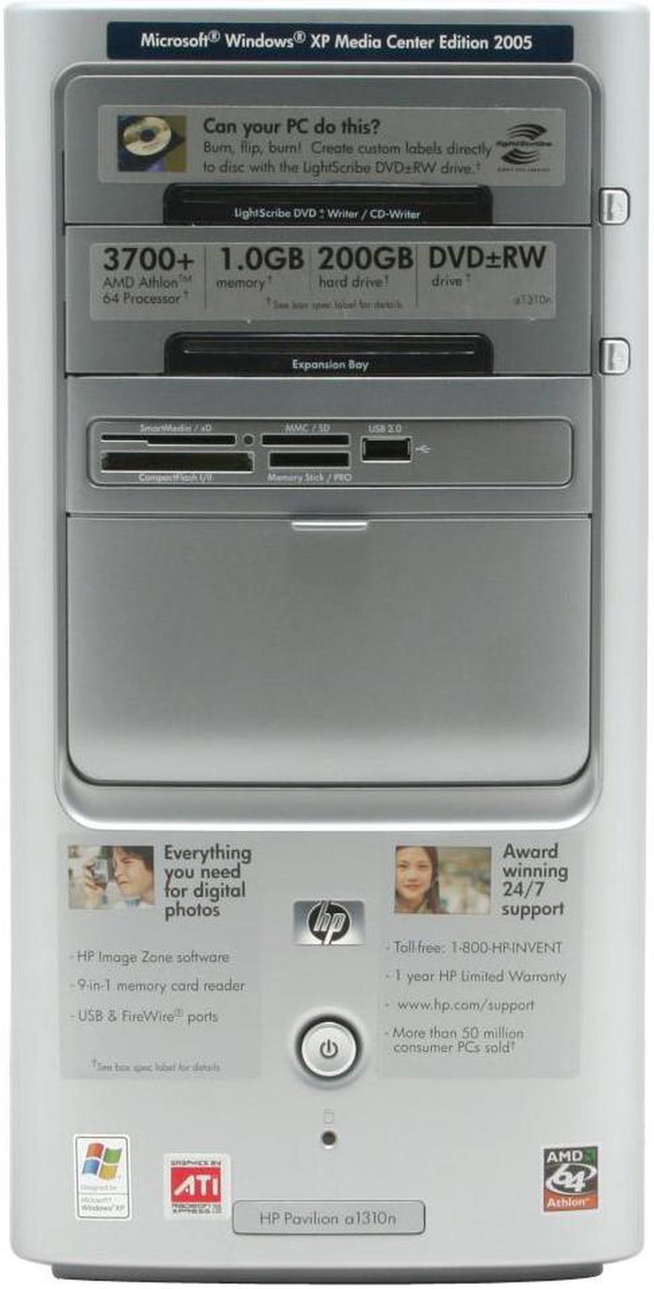 Alt view image 4 of 16 - HP Desktop PC Pavilion a1310n (EL448AA) 3700+ 1GB DDR 200GB HDD ATI Radeon Integrated Graphics Windows XP Media Center