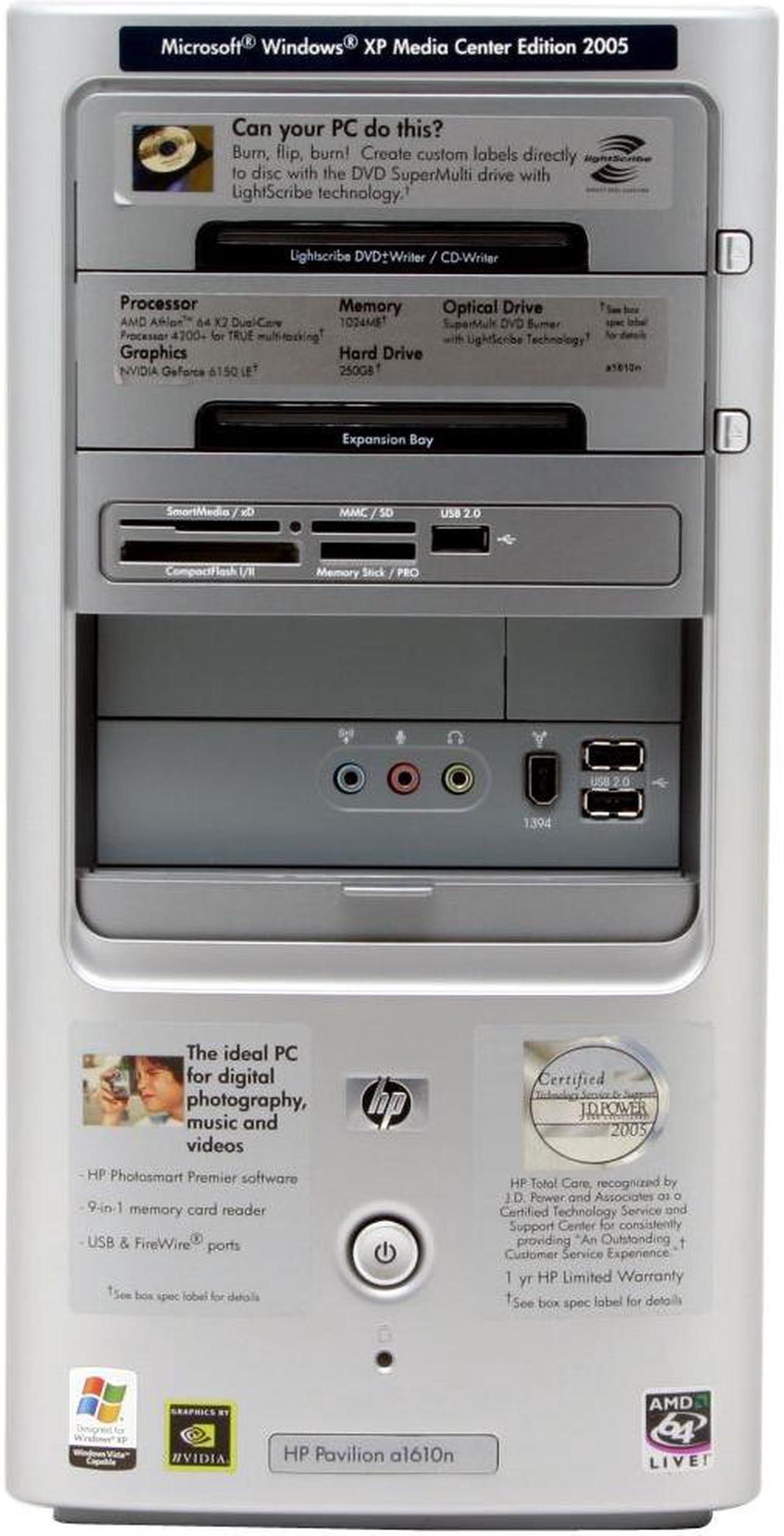 Alt view image 3 of 10 - HP Desktop PC Pavilion a1610n(RC652AA) 4200+ 1GB DDR2 250GB HDD NVIDIA GeForce 6150 LE Windows XP Media Center
