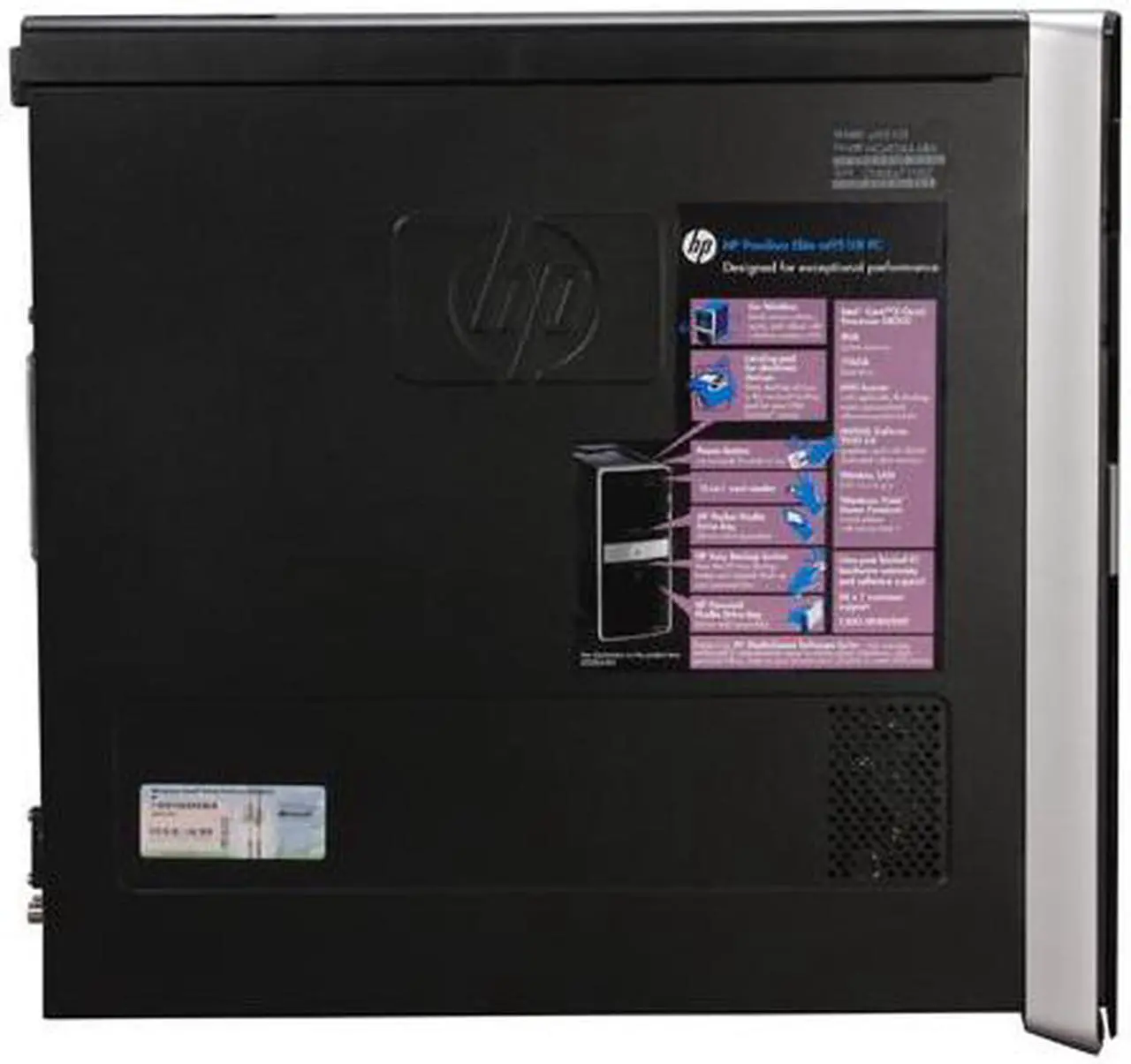 Alt view image 14 of 19 - HP Desktop PC Pavilion Elite M9510F(NC692AA) Intel Core 2 Quad Q8200 8GB DDR2 750GB HDD NVIDIA GeForce 9500 GS Windows Vista Home Premium 64-bit