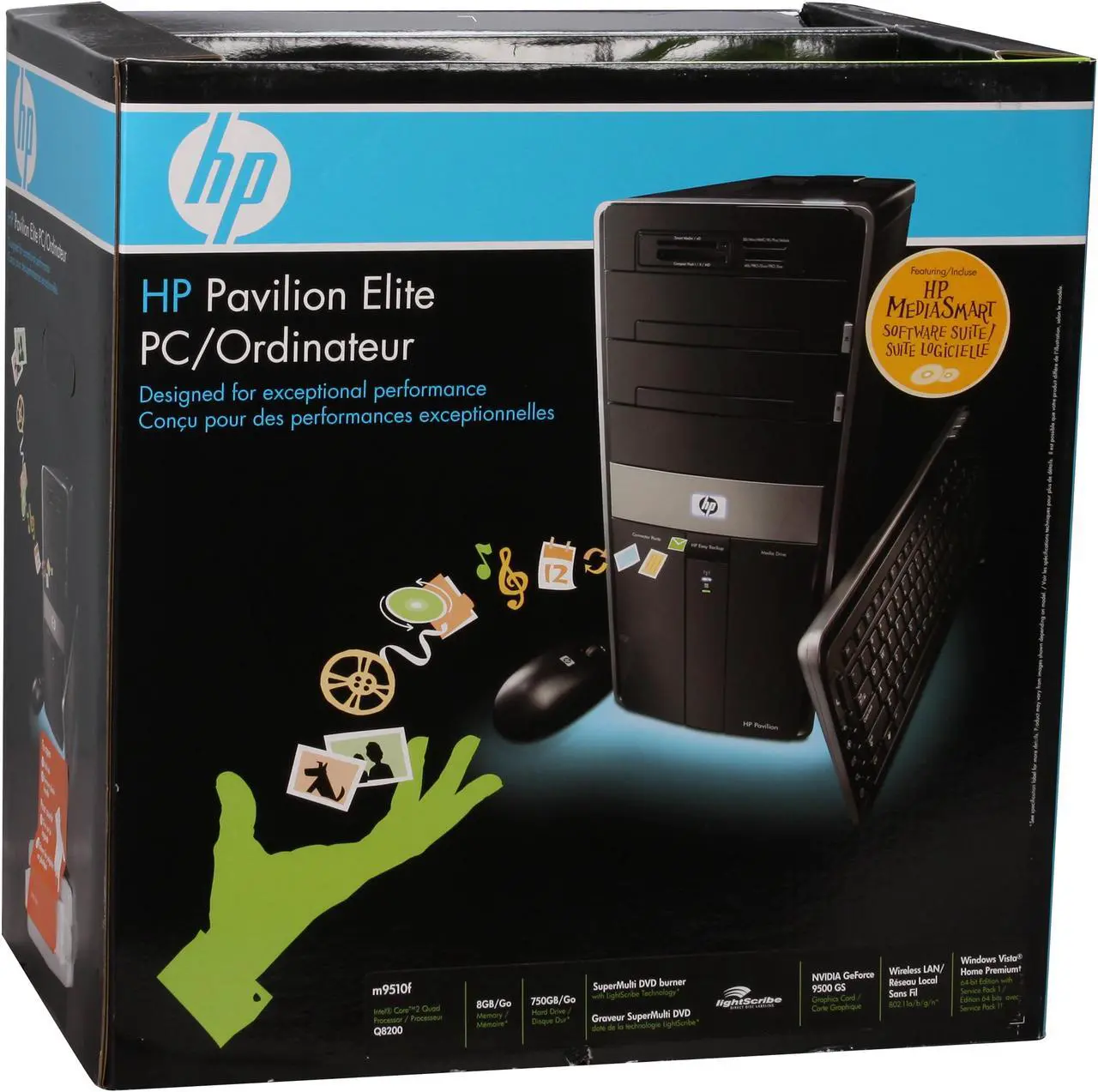 Alt view image 19 of 19 - HP Desktop PC Pavilion Elite M9510F(NC692AA) Intel Core 2 Quad Q8200 8GB DDR2 750GB HDD NVIDIA GeForce 9500 GS Windows Vista Home Premium 64-bit