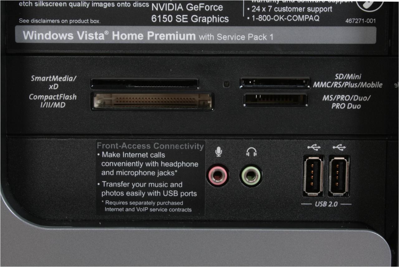 Alt view image 5 of 18 - COMPAQ Desktop PC Presario SR5550F(KQ514AA) 5400+ 3GB DDR2 500GB HDD NVIDIA GeForce 6150 SE Windows Vista Home Premium