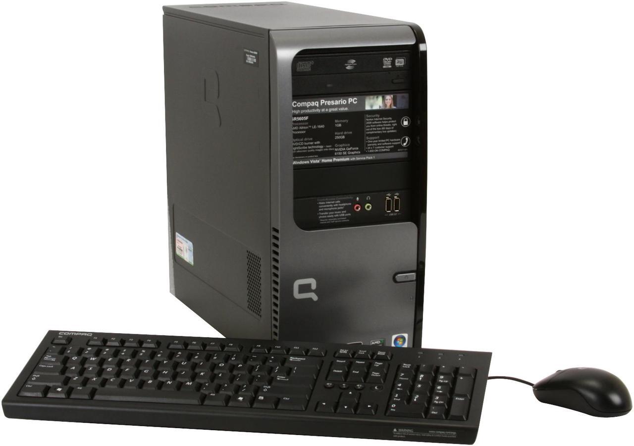Main image of COMPAQ Desktop PC Presario SR5605F(FK587AA) AMD Athlon 64 LE-1640 1GB DDR2 250GB HDD NVIDIA GeForce 6150 SE Windows Vista Home Premium