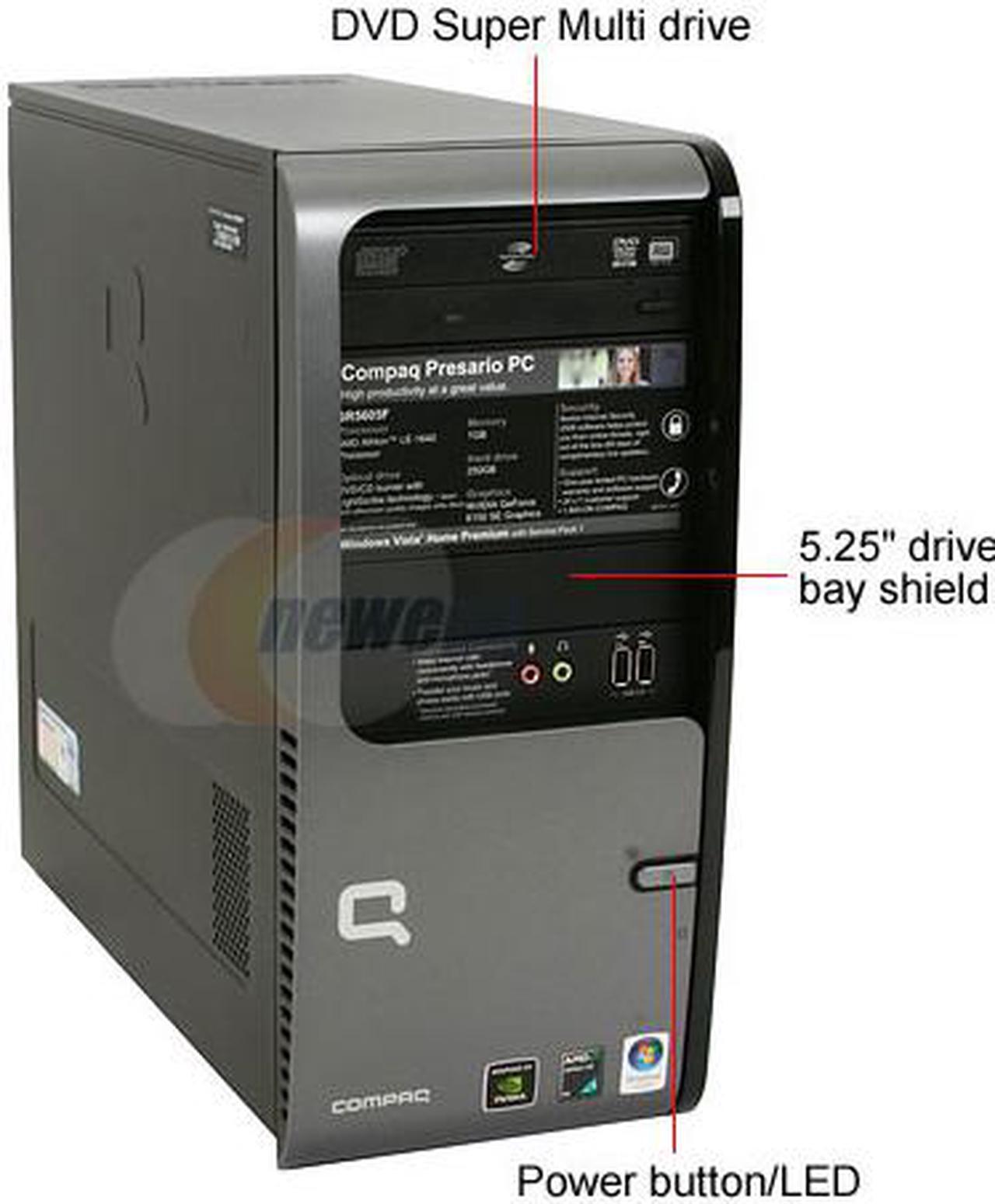Alt view image 2 of 19 - COMPAQ Desktop PC Presario SR5605F(FK587AA) AMD Athlon 64 LE-1640 1GB DDR2 250GB HDD NVIDIA GeForce 6150 SE Windows Vista Home Premium