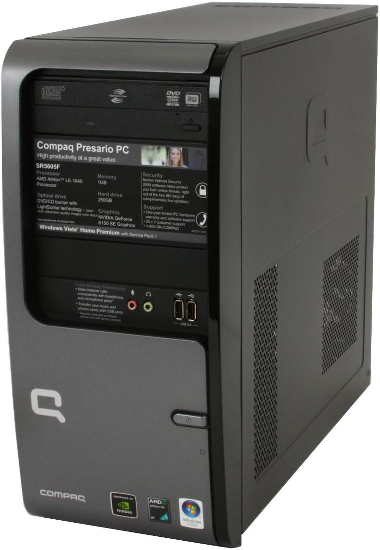 Alt view image 4 of 19 - COMPAQ Desktop PC Presario SR5605F(FK587AA) AMD Athlon 64 LE-1640 1GB DDR2 250GB HDD NVIDIA GeForce 6150 SE Windows Vista Home Premium