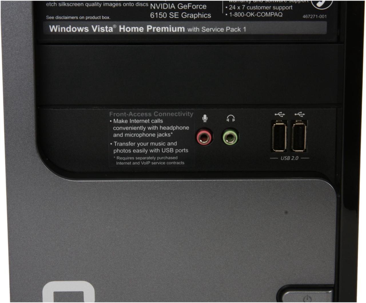 Alt view image 5 of 19 - COMPAQ Desktop PC Presario SR5605F(FK587AA) AMD Athlon 64 LE-1640 1GB DDR2 250GB HDD NVIDIA GeForce 6150 SE Windows Vista Home Premium