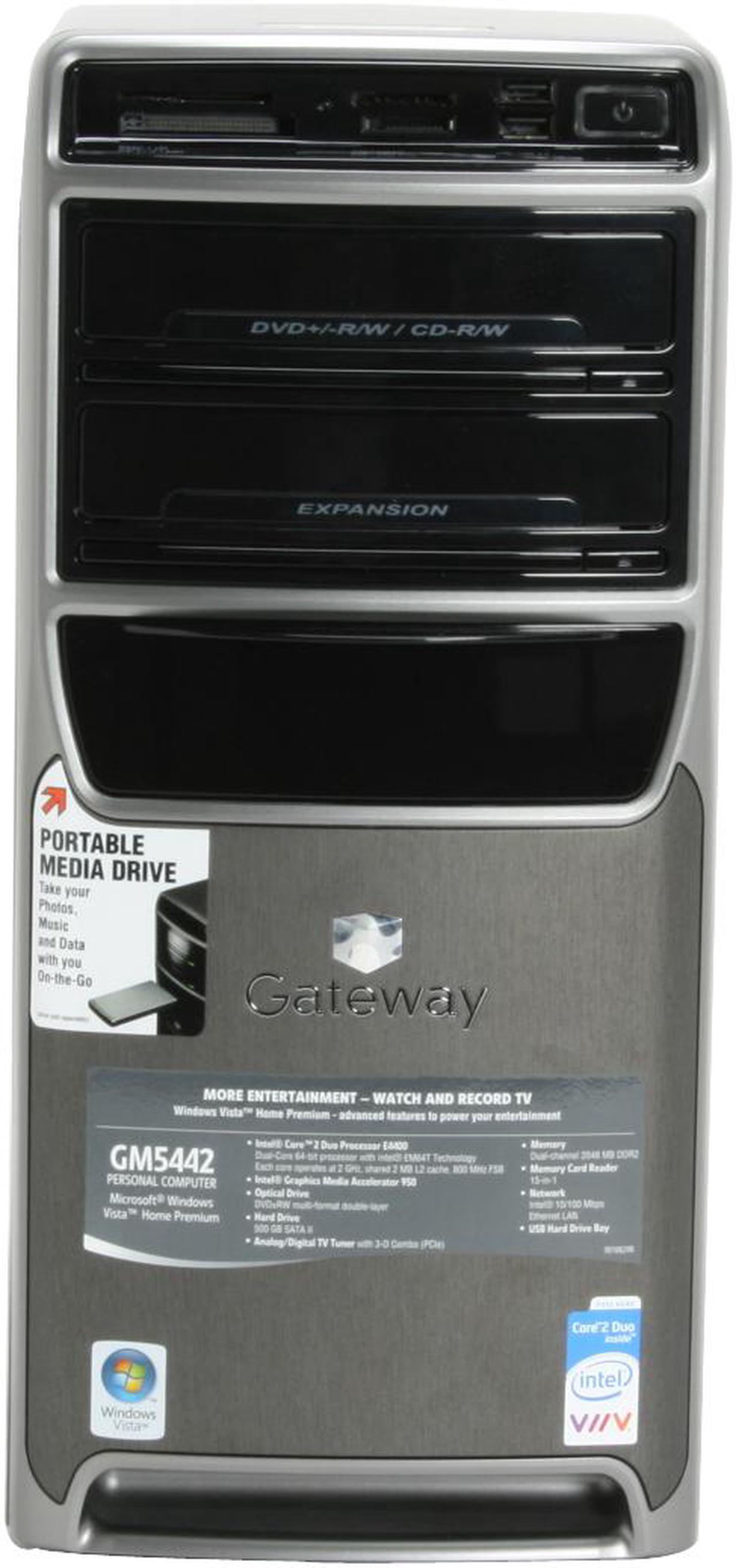 Alt view image 4 of 20 - Gateway Desktop PC GM5442 Intel Core 2 Duo E4400 2GB DDR2 500GB HDD Intel GMA 950 Windows Vista Home Premium