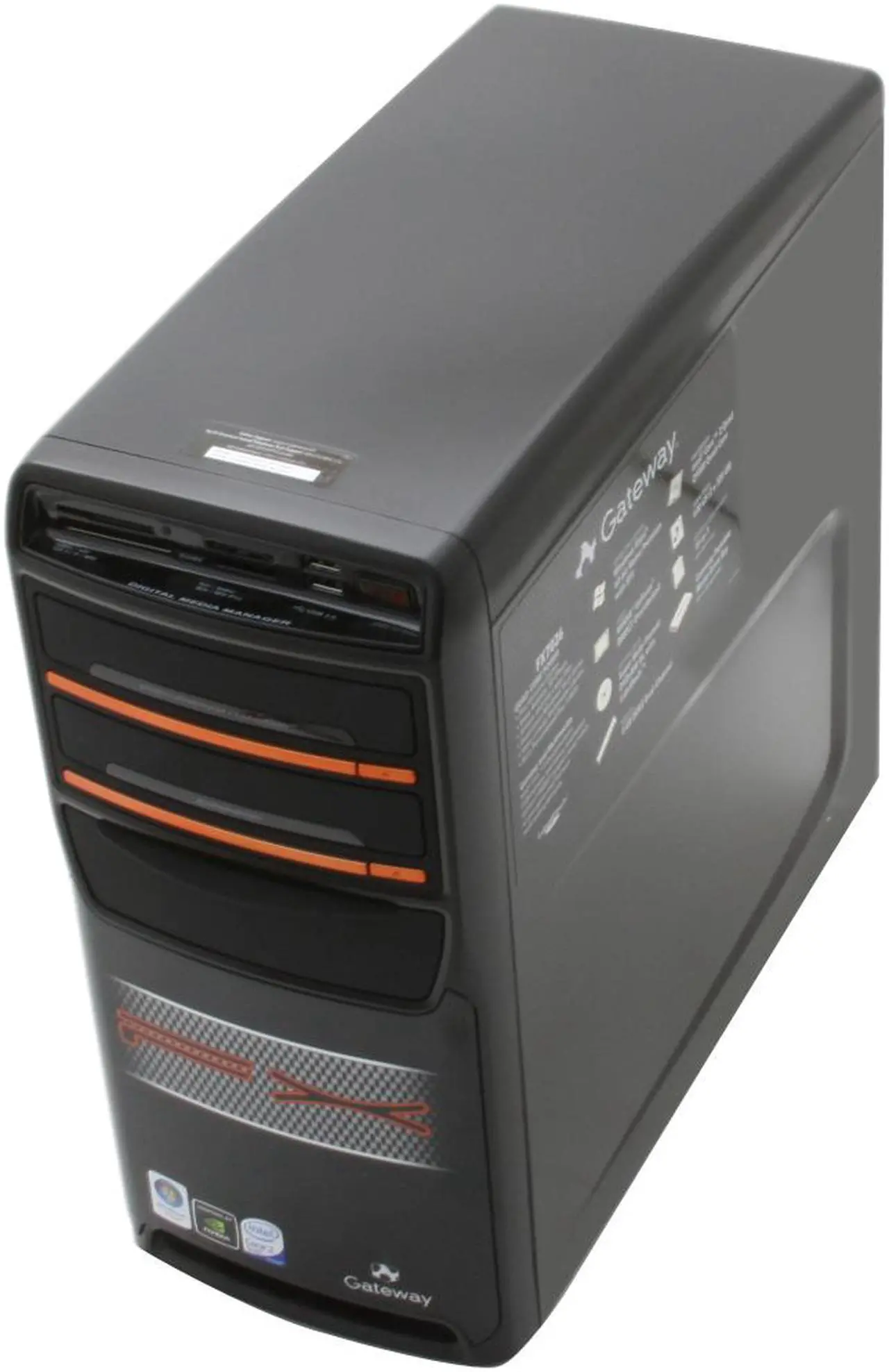 Alt view image 10 of 13 - Gateway Desktop PC FX7026 Intel Core 2 Quad Q9300 4GB DDR2 640GB HDD NVIDIA GeForce 8800 GT Windows Vista Home Premium 64-bit