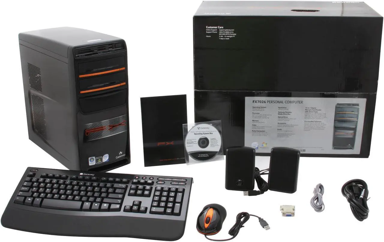 Alt view image 13 of 13 - Gateway Desktop PC FX7026 Intel Core 2 Quad Q9300 4GB DDR2 640GB HDD NVIDIA GeForce 8800 GT Windows Vista Home Premium 64-bit