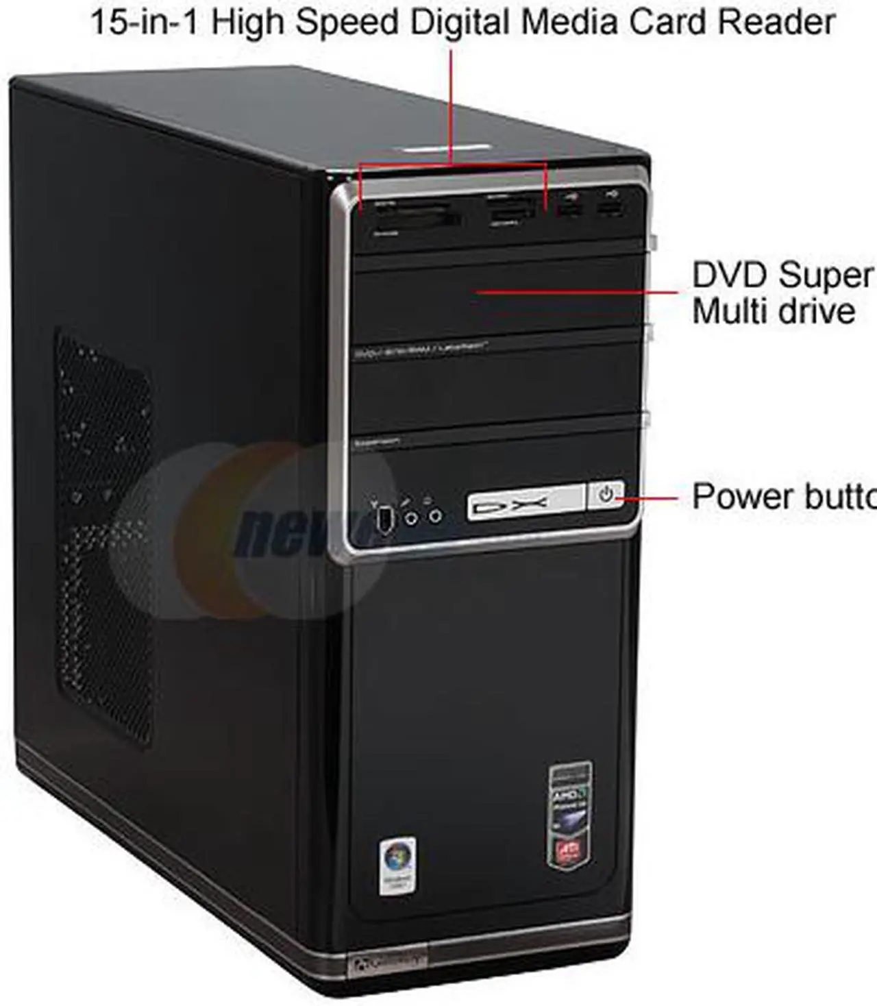 Alt view image 2 of 20 - Gateway Desktop PC DX Series DX4200-11 AMD Phenom X4 9550 6GB DDR2 750GB HDD ATI Radeon HD 3200 Windows Vista Home Premium 64-bit