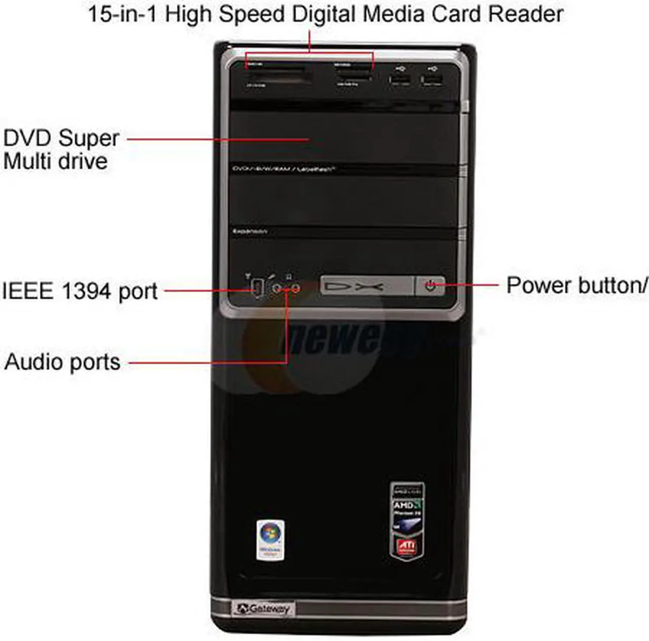Alt view image 3 of 20 - Gateway Desktop PC DX Series DX4200-11 AMD Phenom X4 9550 6GB DDR2 750GB HDD ATI Radeon HD 3200 Windows Vista Home Premium 64-bit