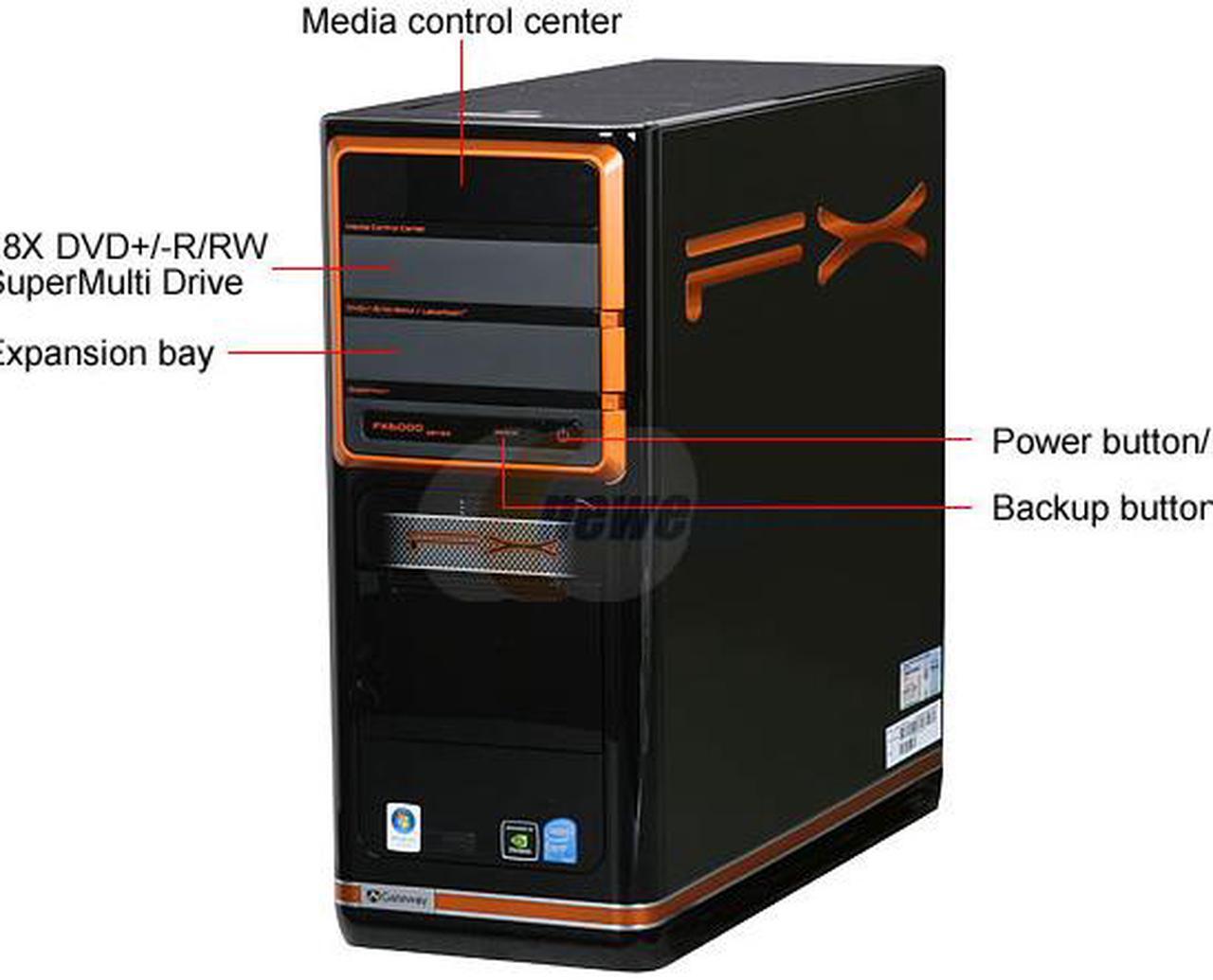 Alt view image 4 of 19 - Gateway Desktop PC FX Series FX6800-09 Intel Core i7-920 6GB DDR3 1TB HDD NVIDIA GeForce GTX 280 Windows Vista Home Premium 64-bit