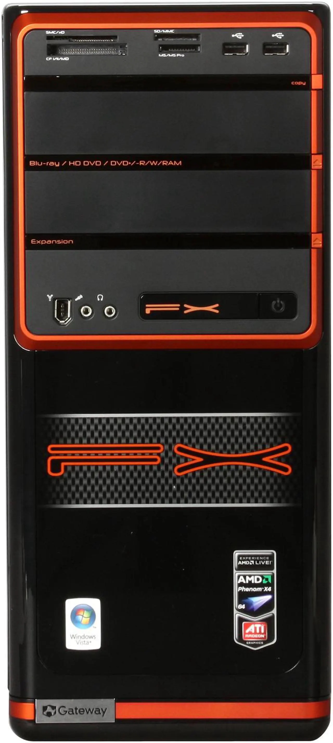 Alt view image 3 of 10 - Gateway Desktop PC FX Series FX4200-EBF01A AMD Phenom X4 9750 8GB DDR2 1TB HDD ATI Radeon HD 3850 Windows Vista Home Premium 64-bit