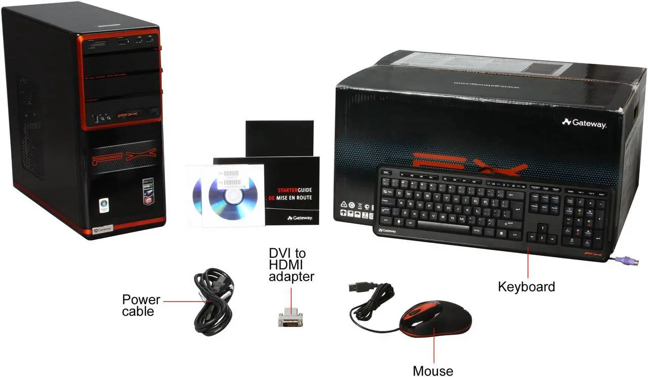 Alt view image 10 of 10 - Gateway Desktop PC FX Series FX4200-EBF01A AMD Phenom X4 9750 8GB DDR2 1TB HDD ATI Radeon HD 3850 Windows Vista Home Premium 64-bit