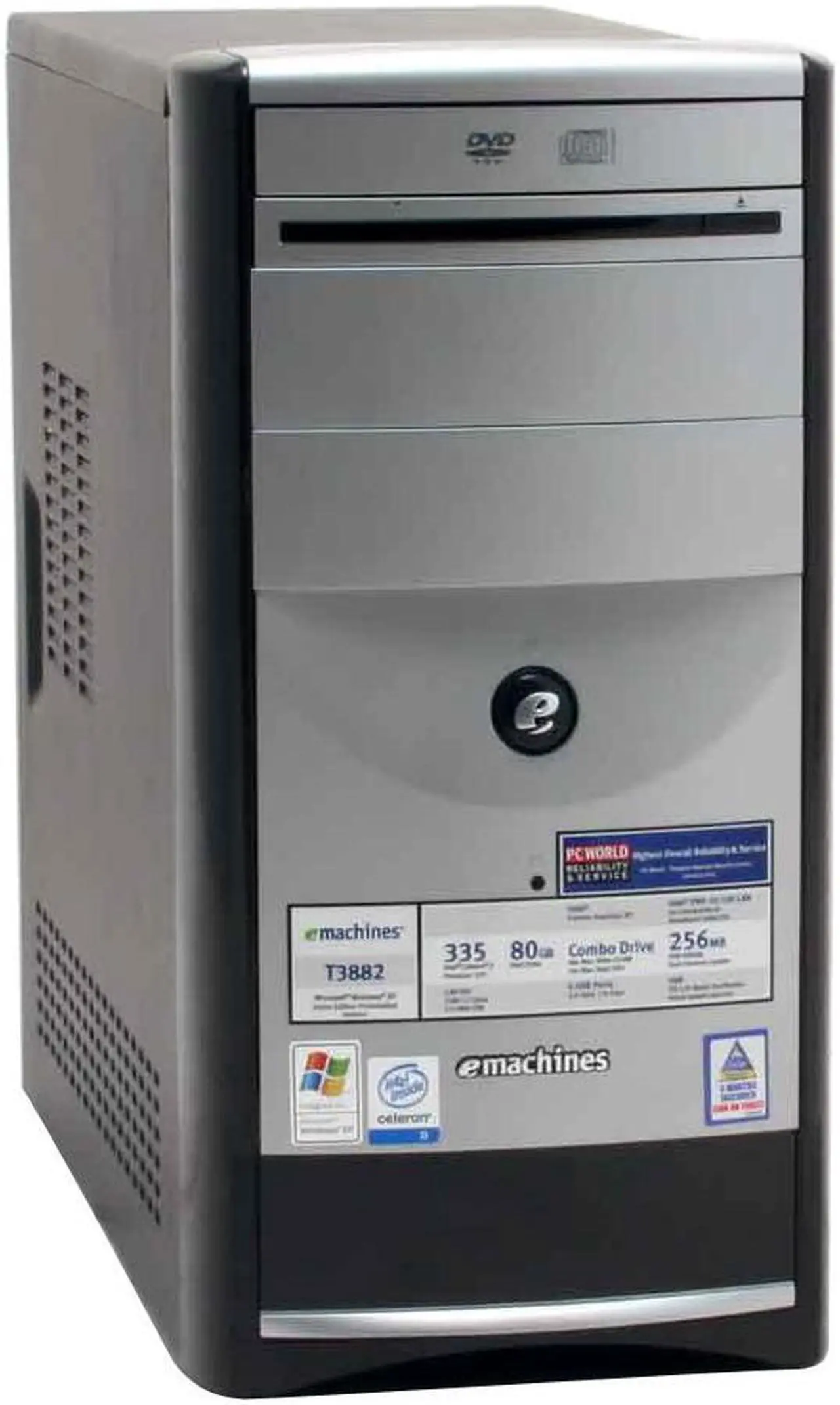Alt view image 2 of 14 - eMachines Desktop PC T3882 2.80GHz 256MB DDR 80GB HDD Intel Extreme Graphics 2 Windows XP Home