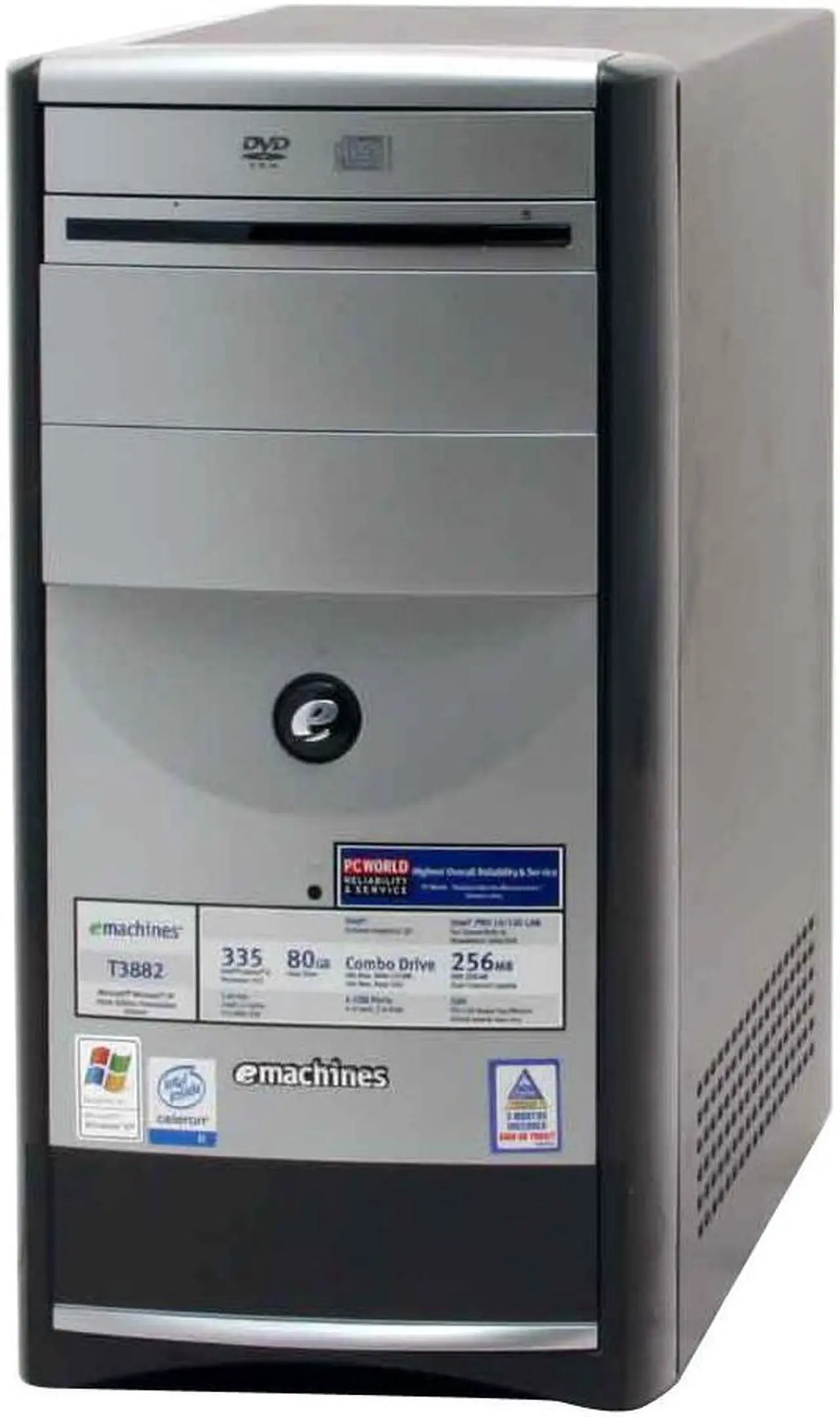 Alt view image 3 of 14 - eMachines Desktop PC T3882 2.80GHz 256MB DDR 80GB HDD Intel Extreme Graphics 2 Windows XP Home