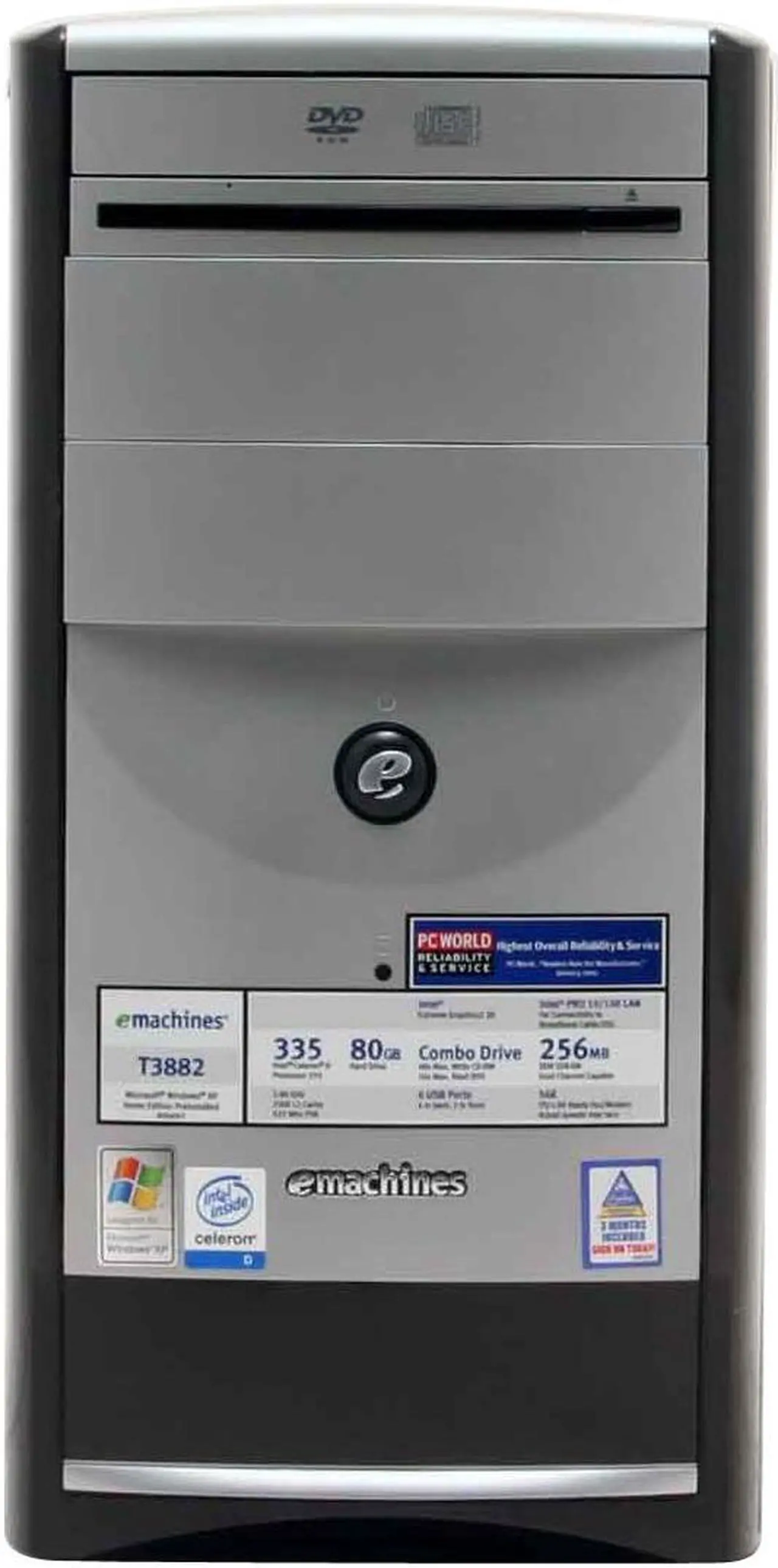 Alt view image 4 of 14 - eMachines Desktop PC T3882 2.80GHz 256MB DDR 80GB HDD Intel Extreme Graphics 2 Windows XP Home