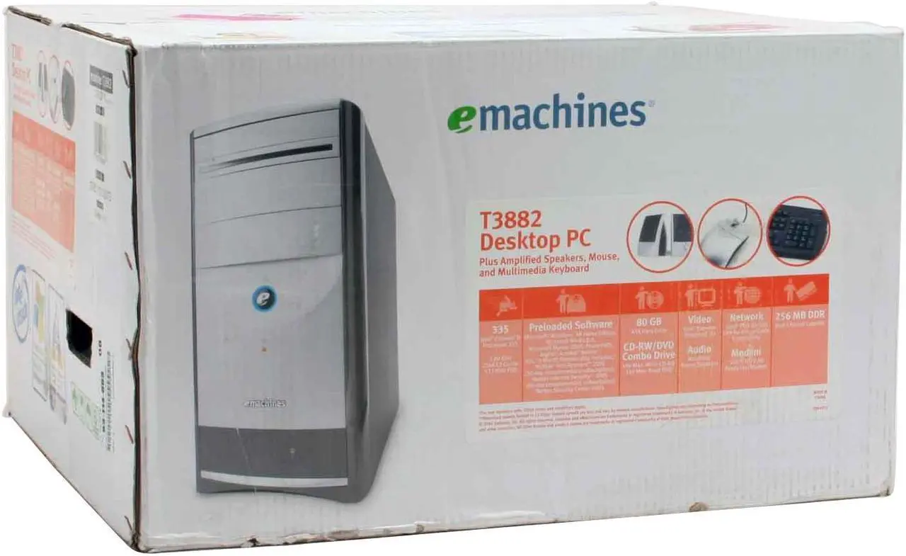 Alt view image 14 of 14 - eMachines Desktop PC T3882 2.80GHz 256MB DDR 80GB HDD Intel Extreme Graphics 2 Windows XP Home