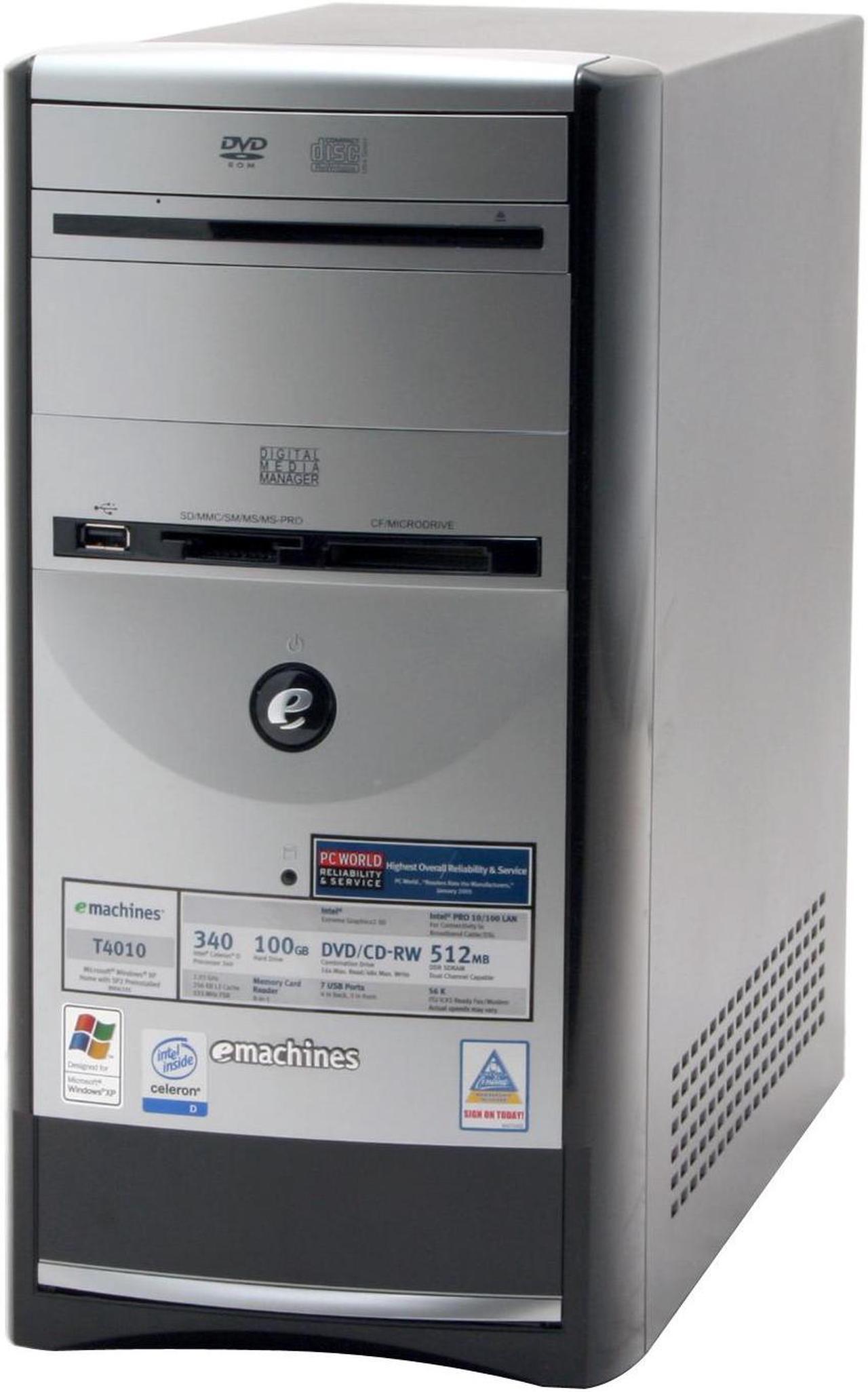 Alt view image 3 of 18 - eMachines Desktop PC T4010 Intel Celeron D 340 512MB DDR 100GB HDD Intel Extreme Graphics 2 Microsoft Windows XP Home (SP2)