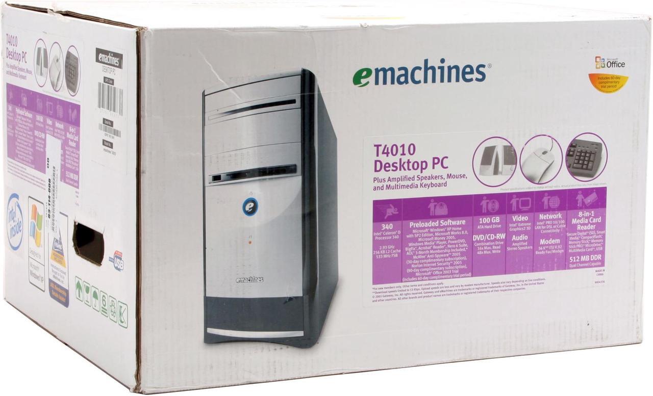 Alt view image 18 of 18 - eMachines Desktop PC T4010 Intel Celeron D 340 512MB DDR 100GB HDD Intel Extreme Graphics 2 Microsoft Windows XP Home (SP2)