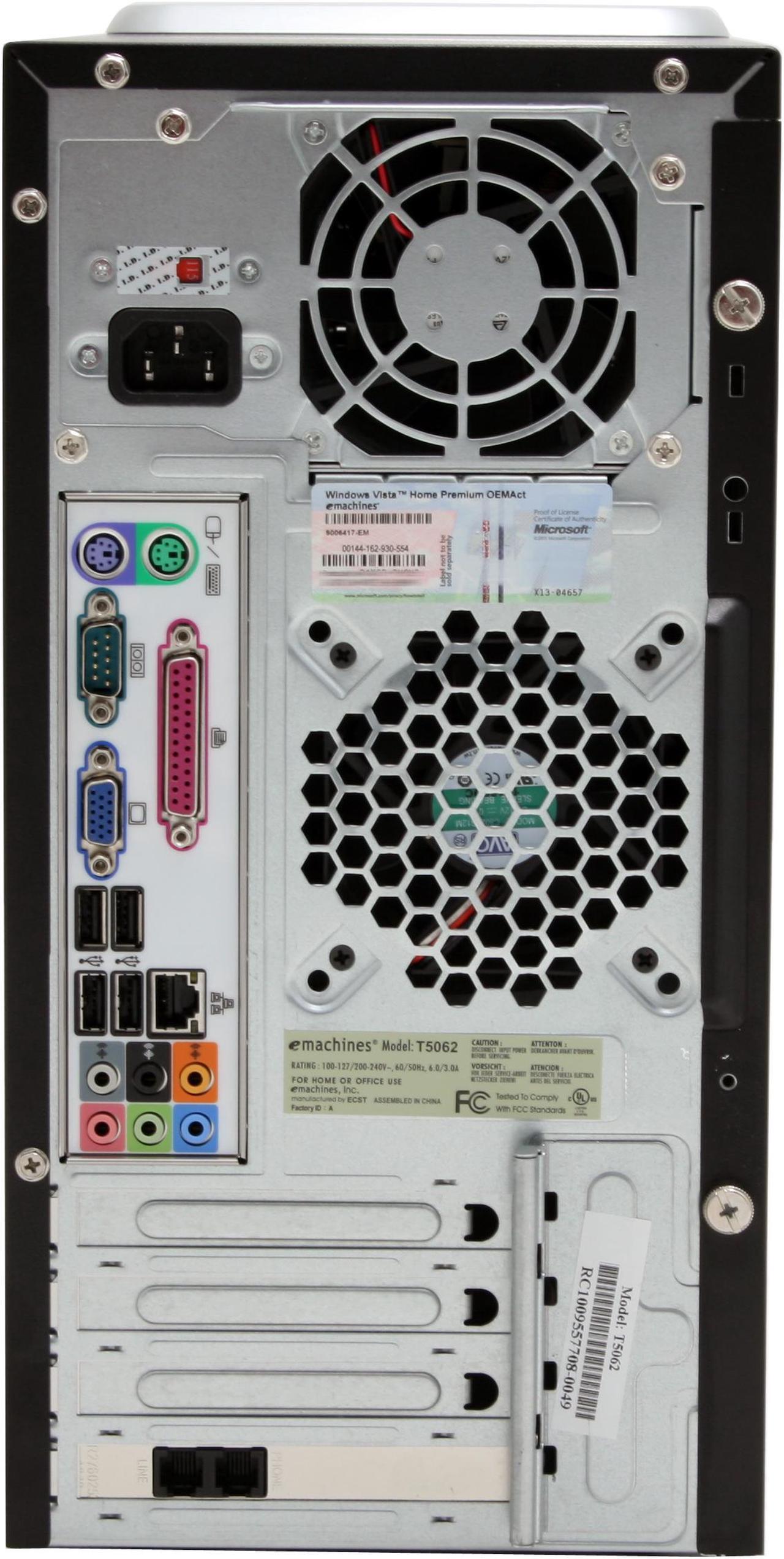 Alt view image 8 of 19 - eMachines Desktop PC T5062 - RA 3800+ (2.00 GHz) 1GB DDR2 160GB HDD NVIDIA GeForce 6150 SE Windows Vista Home Premium