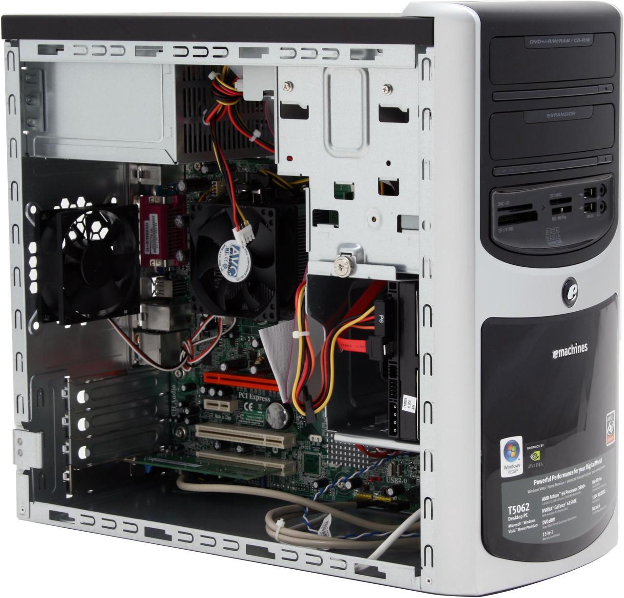 Alt view image 11 of 19 - eMachines Desktop PC T5062 - RA 3800+ (2.00 GHz) 1GB DDR2 160GB HDD NVIDIA GeForce 6150 SE Windows Vista Home Premium