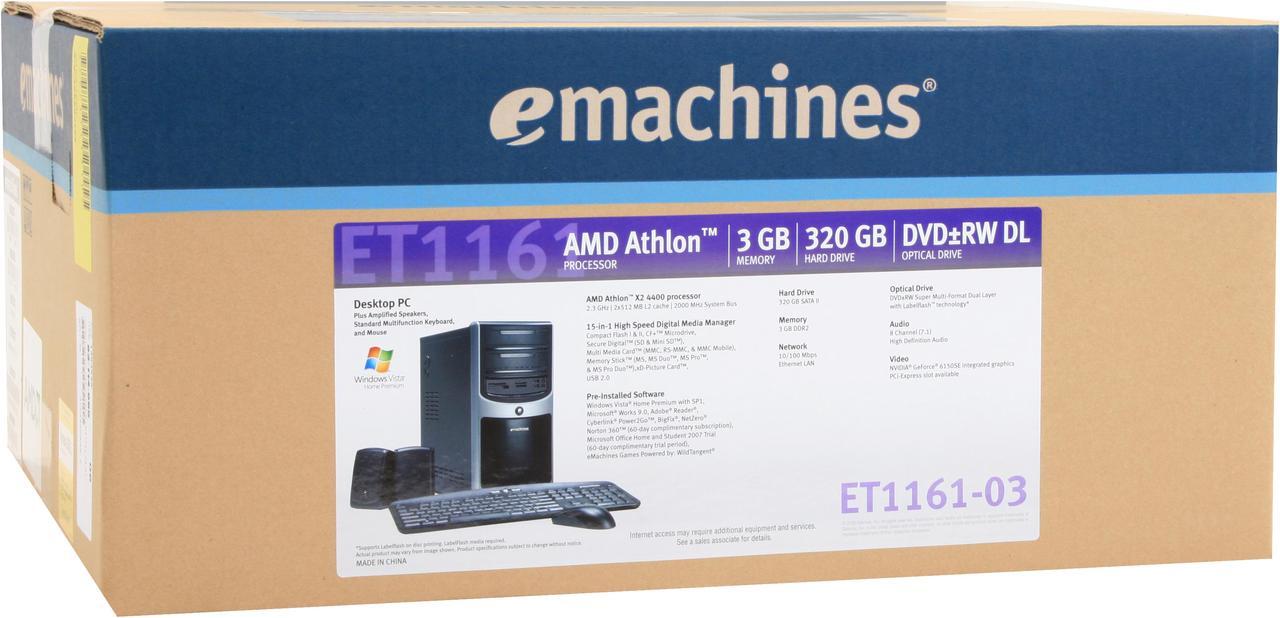 Alt view image 19 of 19 - eMachines Desktop PC ET1161-03 4400+ 3GB DDR2 320GB HDD NVIDIA GeForce 6150 SE Windows Vista Home Premium