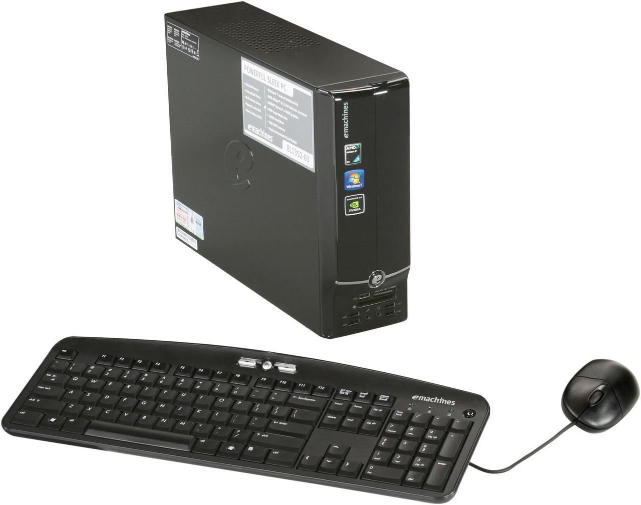Main image of eMachines Desktop PC EL1352-03 AMD Athlon II X2 240 4GB DDR3 500GB HDD NVIDIA GeForce 6150 SE Windows 7 Home Premium 64-bit