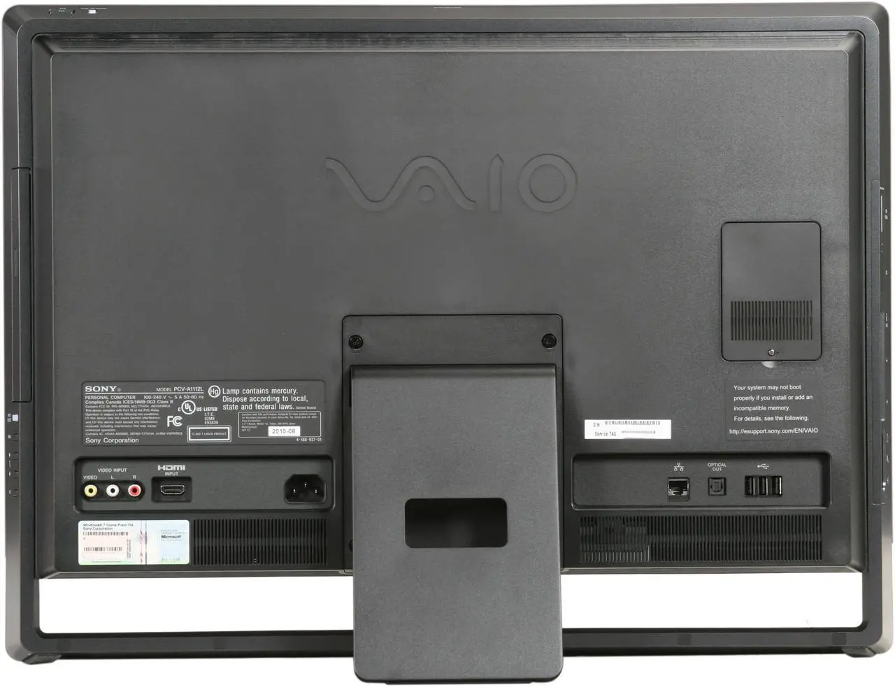 Alt view image 4 of 7 - Sony Desktop PC VAIO L Series VPCL135FX/B Intel Core 2 Quad Q8400S 6GB 500GB HDD 24" Touchscreen Windows 7 Home Premium 64-bit