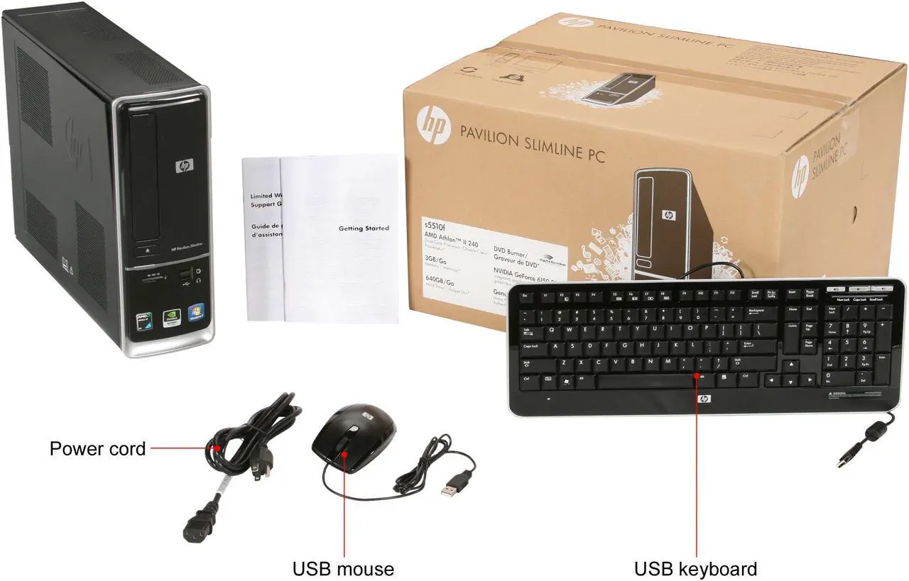 Alt view image 9 of 9 - HP Desktop PC Pavilion Slimline S5510F (BQ466AA#ABA) AMD Athlon II X2 240 3GB DDR2 640GB HDD NVIDIA GeForce 6150 SE Windows 7 Home Premium 64-bit