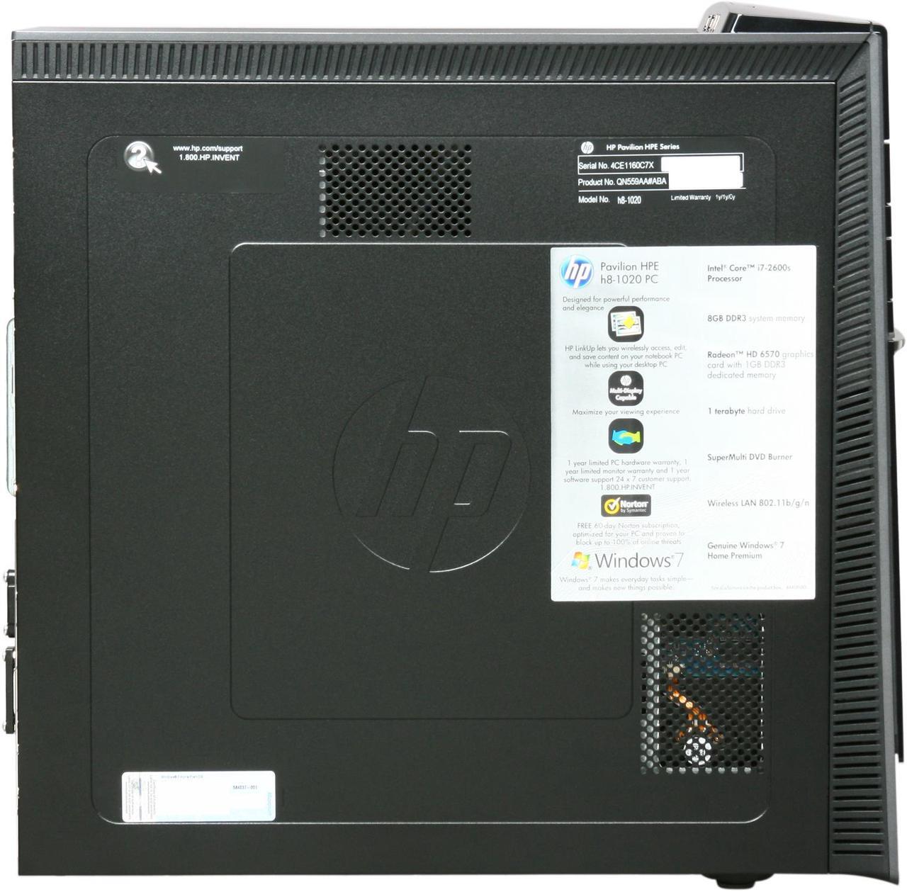 Alt view image 4 of 9 - HP Desktop PC Pavilion Elite h8-1020 (QN559AA#ABA) Intel Core i7-2600S 8GB DDR3 1TB HDD AMD Radeon HD 6570 Windows 7 Home Premium 64-bit