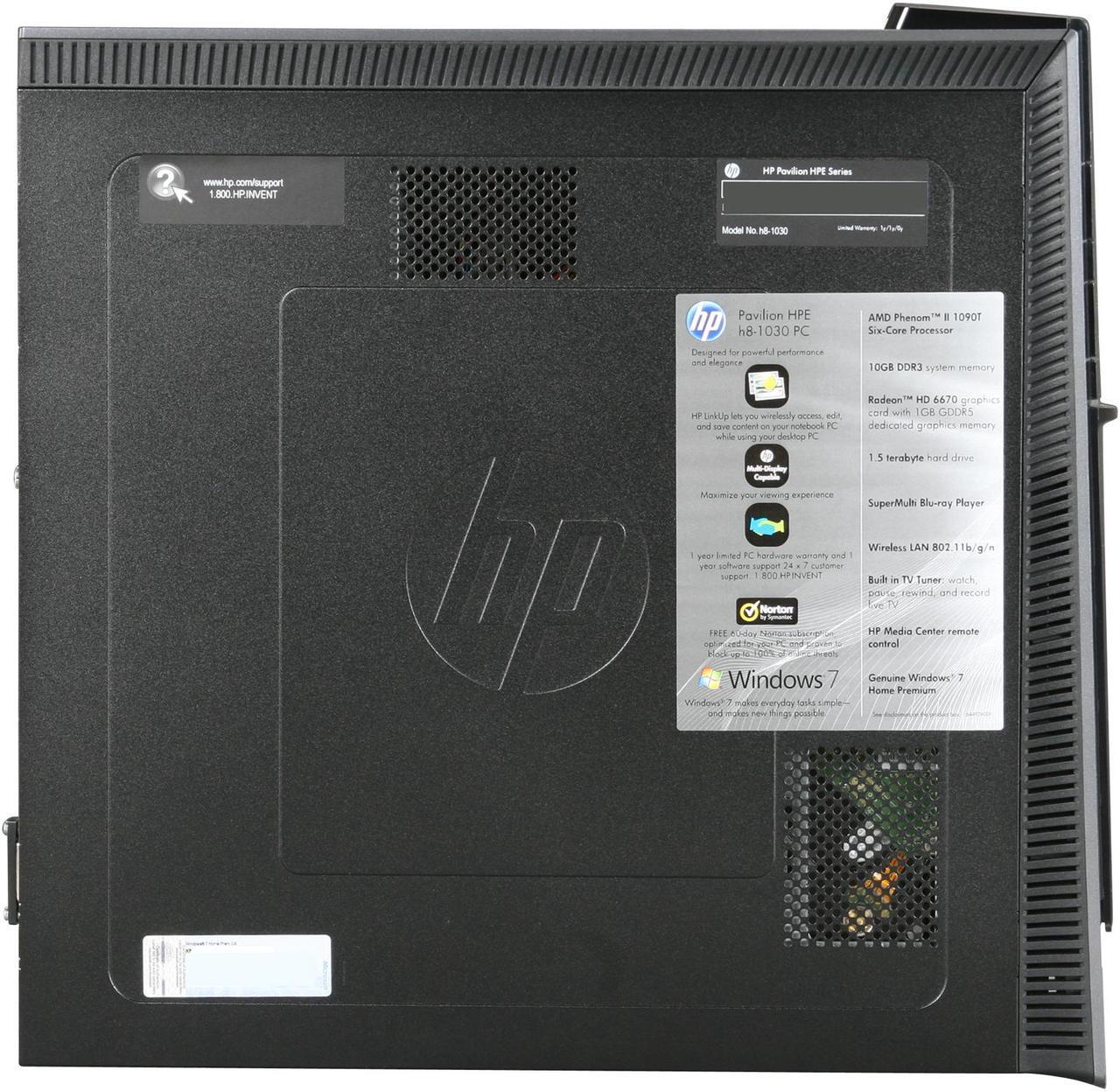 Alt view image 4 of 10 - HP Desktop PC Pavilion Elite h8-1030 (QN561AA#ABA) AMD Phenom II X6 1090T 10GB DDR3 1.5TB HDD AMD Radeon HD 6670 Windows 7 Home Premium 64-bit