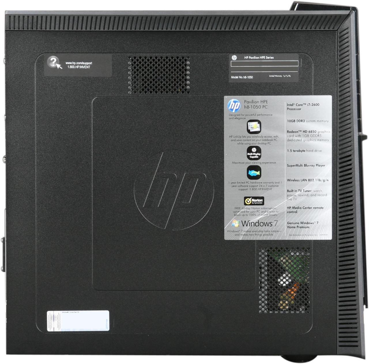 Alt view image 4 of 10 - HP Desktop PC Pavilion Elite h8-1050 (QN563AA#AB) Intel Core i7-2600 10GB DDR3 1.5TB HDD AMD Radeon HD 6850 Windows 7 Home Premium 64-bit