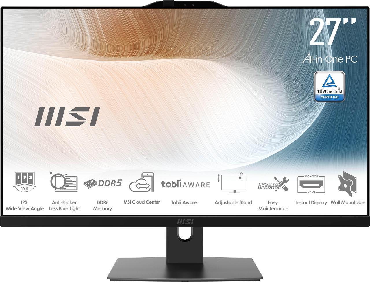Alt view image 5 of 17 - MSI All-in-One Computer Modern AM272P 1M-821US Intel Core 5 120U 16GB DDR5 1TB PCIe SSD 27" Windows 11 Pro 64-bit