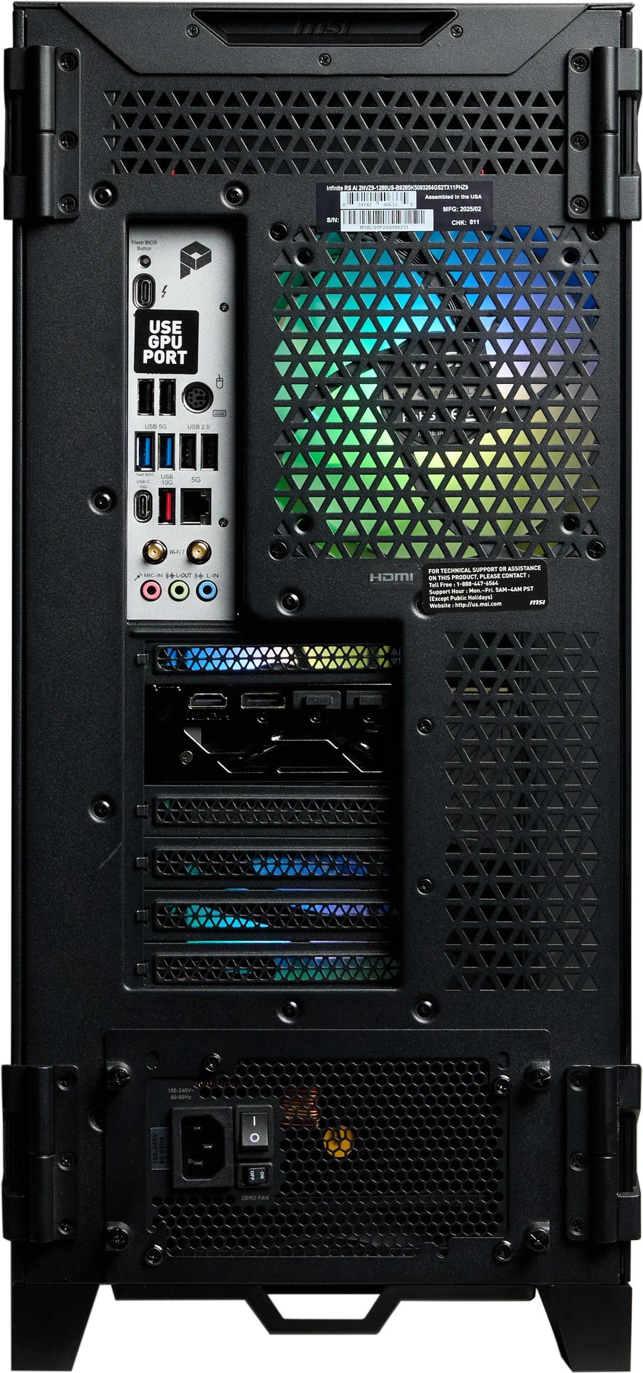 Alt view image 13 of 17 - MSI Infinite (Tower) Gaming Desktop ,Intel Ultra9 285K, GeForce RTX 5090 Liquid, DDR5 6000 64GB(32GB*2), Gen 5 2TB M.2 NVMe, 360  Liquid Cooling, 1300W, USB Type-C, VR-Ready, Windows 11 Pro High-End