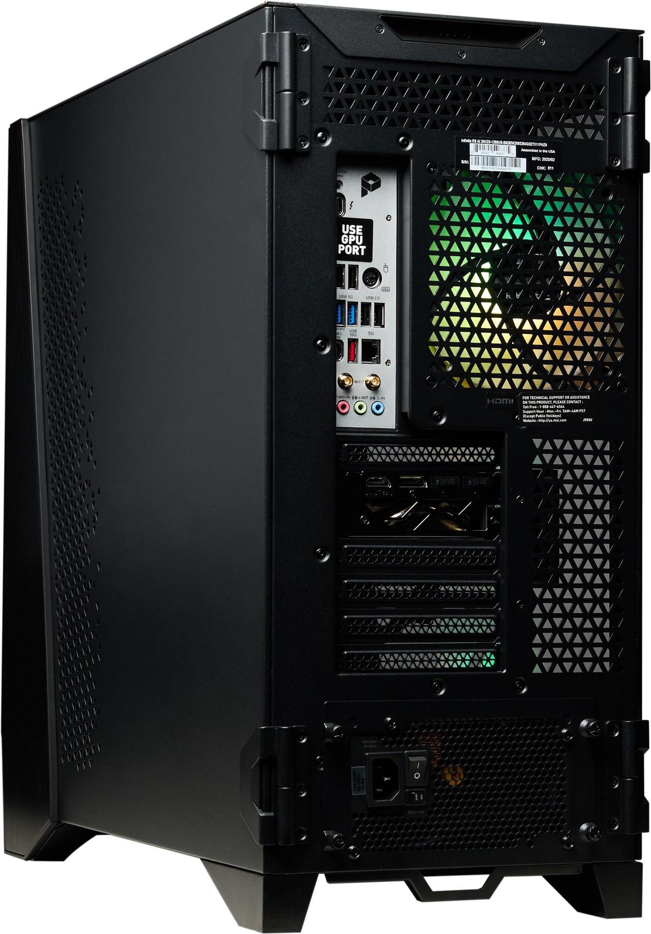Alt view image 14 of 17 - MSI Infinite (Tower) Gaming Desktop ,Intel Ultra9 285K, GeForce RTX 5090 Liquid, DDR5 6000 64GB(32GB*2), Gen 5 2TB M.2 NVMe, 360  Liquid Cooling, 1300W, USB Type-C, VR-Ready, Windows 11 Pro High-End