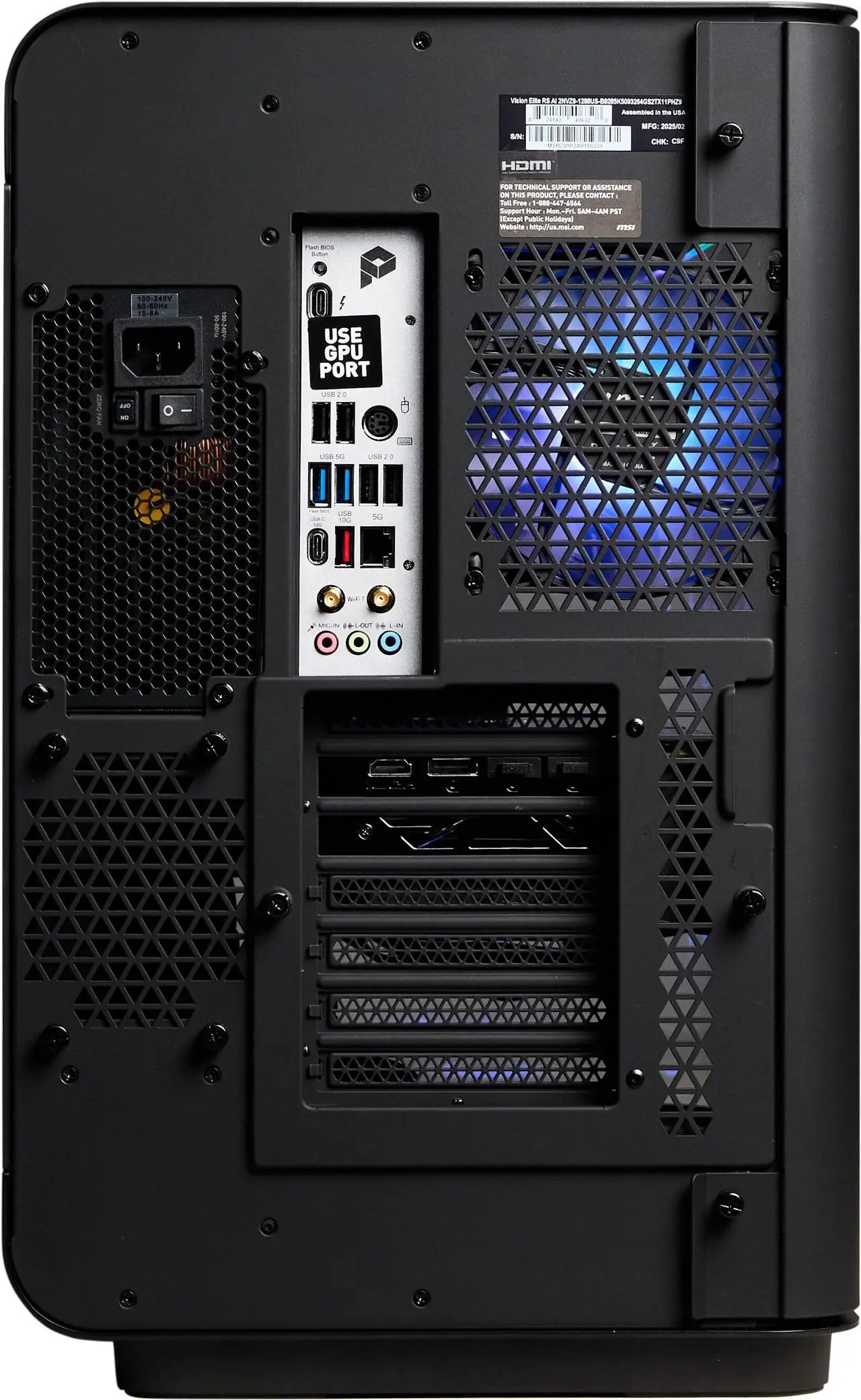 Alt view image 8 of 13 - MSI Vision Elite(Tower) Gaming Desktop,Intel Ultra9 285K , RTX 5090,  DDR5 6000 RGB 64GB Memory (32GB x 2), Gen 4 2TB M.2 NVMe,1300W USB Type-C, VR-Ready, Windows 11 Pro highend
