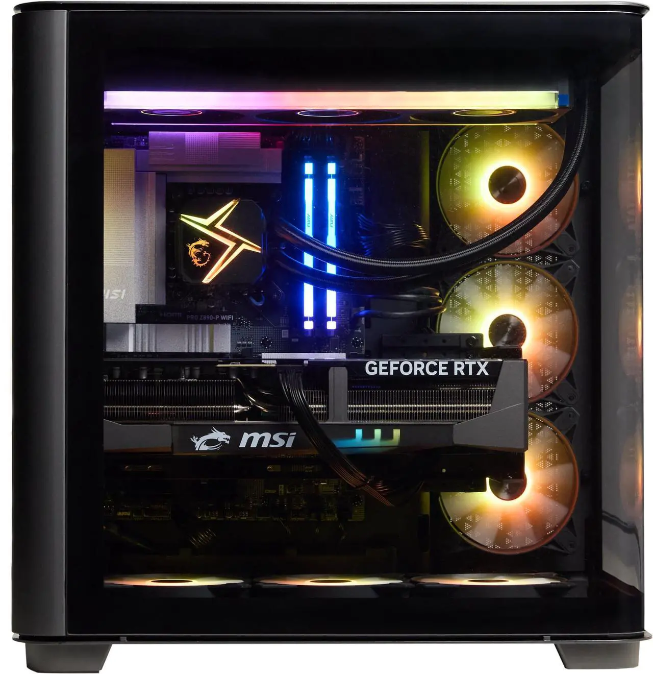 Alt view image 9 of 13 - MSI Vision Elite(Tower) Gaming Desktop,Intel Ultra9 285K , RTX 5090,  DDR5 6000 RGB 64GB Memory (32GB x 2), Gen 4 2TB M.2 NVMe,1300W USB Type-C, VR-Ready, Windows 11 Pro highend