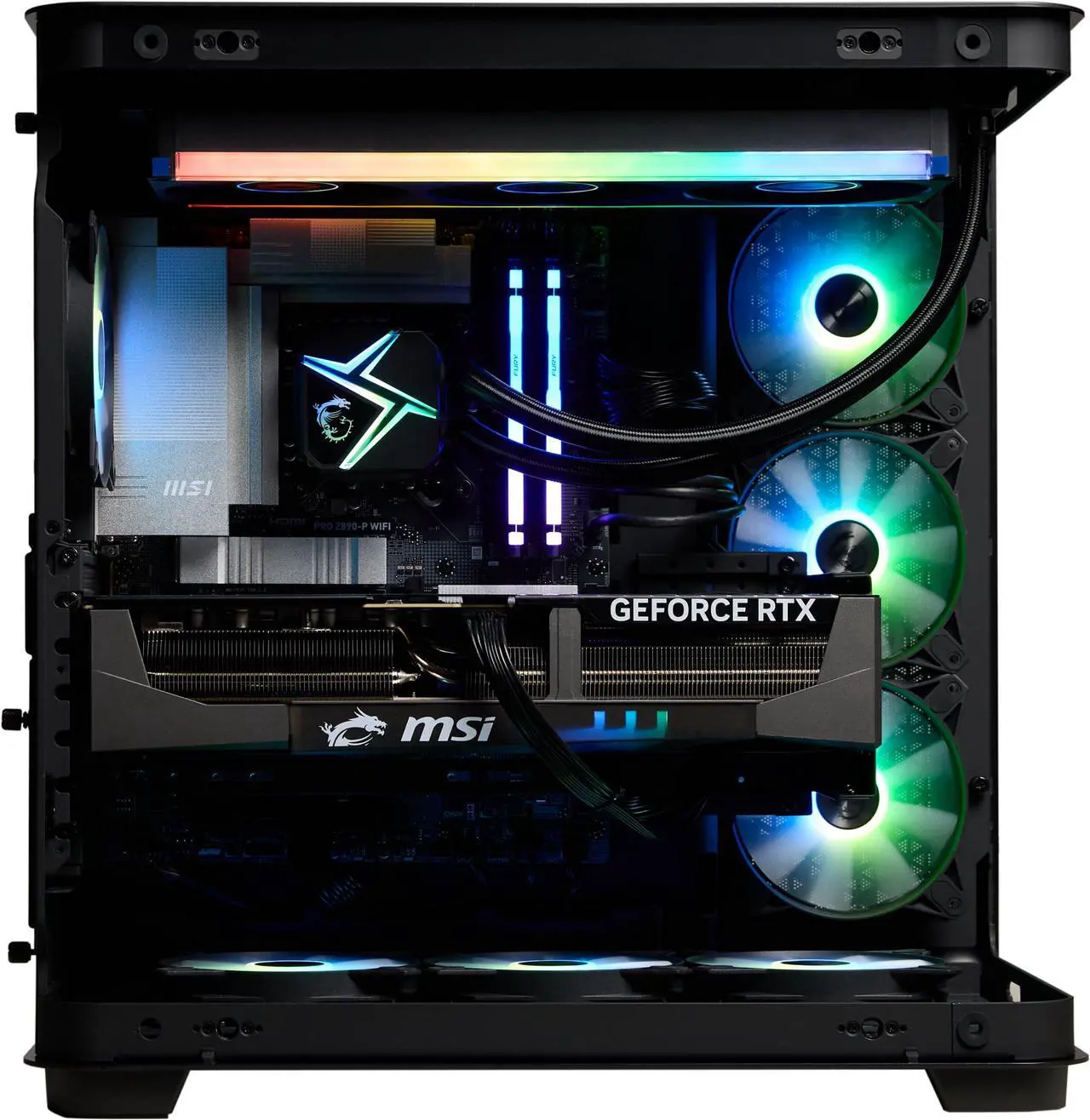 Alt view image 11 of 13 - MSI Vision Elite(Tower) Gaming Desktop,Intel Ultra9 285K , RTX 5090,  DDR5 6000 RGB 64GB Memory (32GB x 2), Gen 4 2TB M.2 NVMe,1300W USB Type-C, VR-Ready, Windows 11 Pro highend