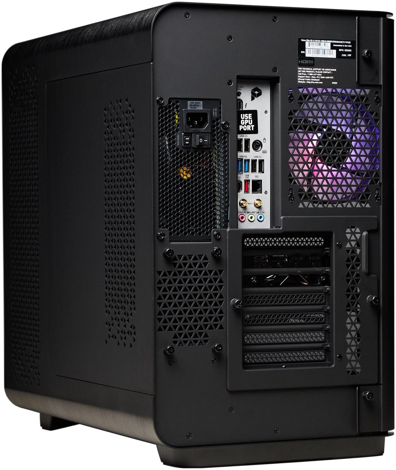 Alt view image 10 of 13 - MSI Vision Elite(Tower) Gaming Desktop,Intel Ultra9 285K , RTX 5090,  DDR5 6000 RGB 64GB Memory (32GB x 2), Gen 4 2TB M.2 NVMe,1300W USB Type-C, VR-Ready, Windows 11 Pro highend