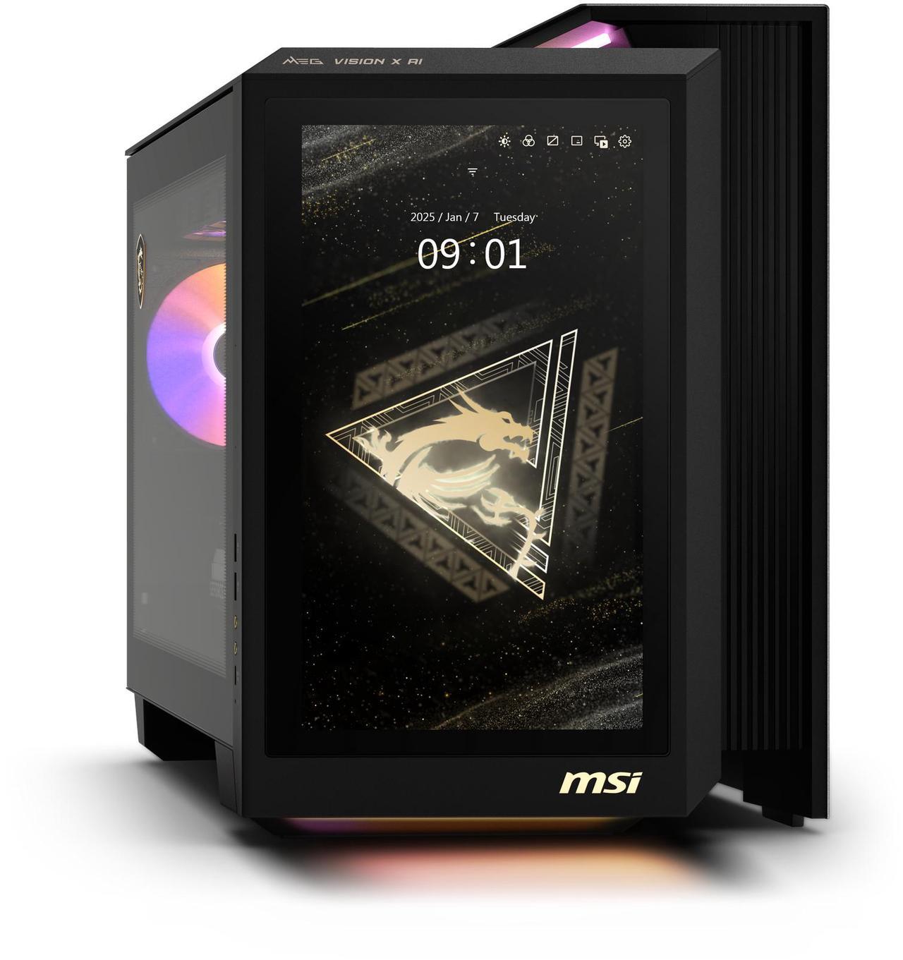 Alt view image 4 of 13 - MSI Gaming Desktop PC MEG Vision X AI 2NVZ9-045US Intel Core Ultra 9 285K 64GB DDR5 2TB NVMe SSD GeForce RTX 5090 Windows 11 Pro