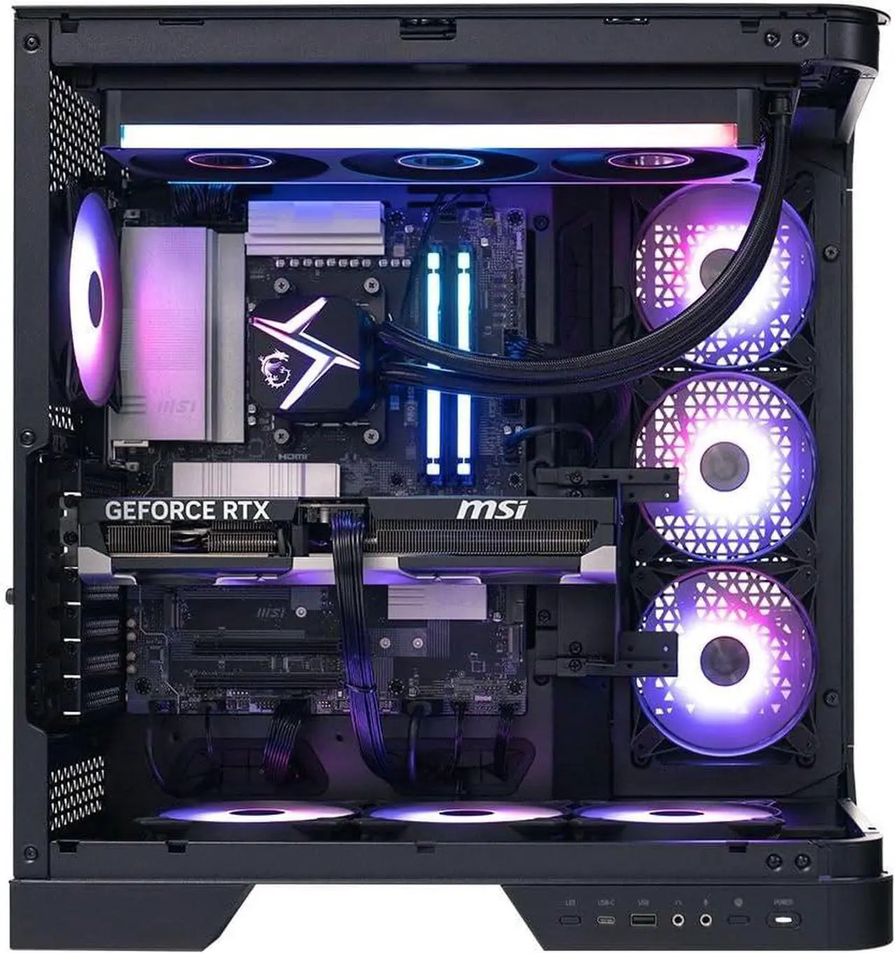 Alt view image 4 of 8 - MSI Vision ZS 9NVV-1275US Gaming Desktop, GeForce RTX 5080, Ryzen 7 9800X3D, 64GB DDR5, 2TB NVMe SSD, Wi-Fi 7, Windows 11 Pro