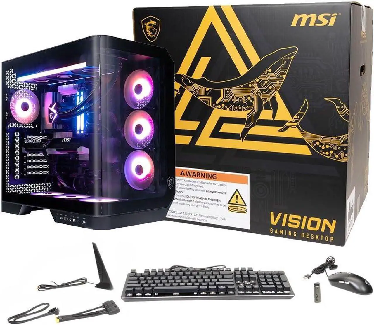 Alt view image 8 of 8 - MSI Vision ZS 9NVV-1275US Gaming Desktop, GeForce RTX 5080, Ryzen 7 9800X3D, 64GB DDR5, 2TB NVMe SSD, Wi-Fi 7, Windows 11 Pro