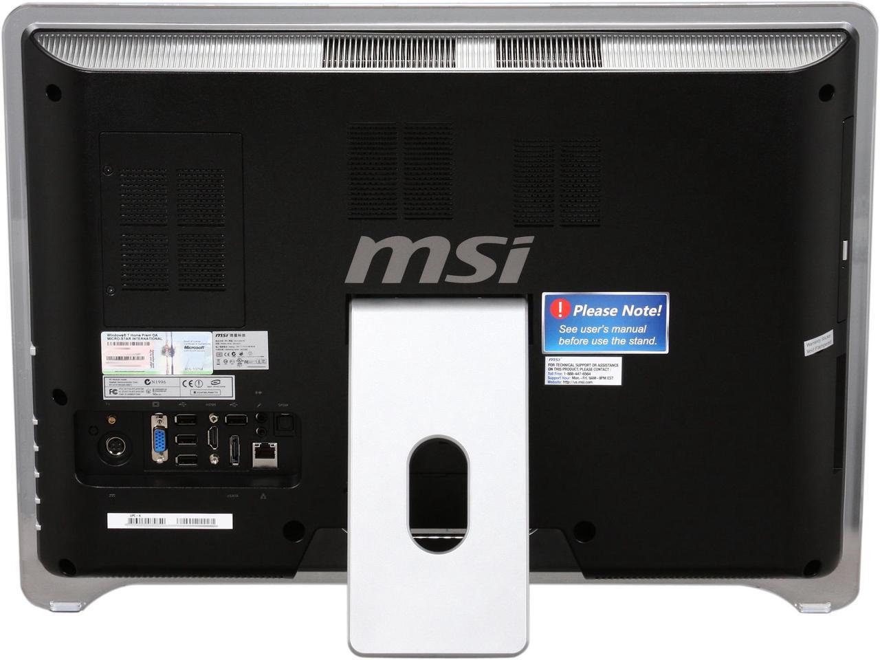Alt view image 5 of 8 - MSI All-in-One PC Wind Top AE2280-008US Intel Core i5-650 4GB DDR3 640GB HDD 21.5" Touchscreen Windows 7 Home Premium 64-bit