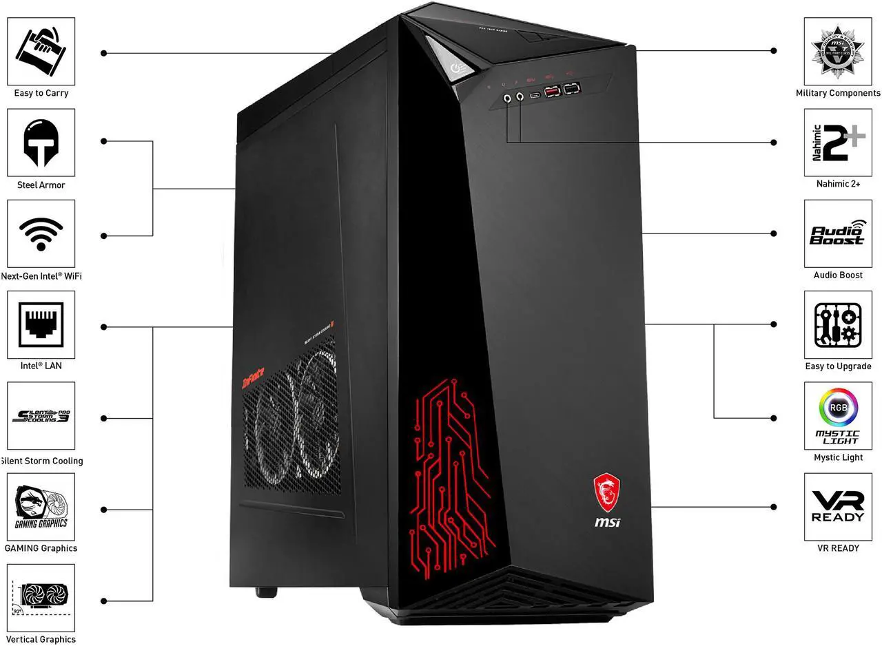 Alt view image 2 of 15 - MSI Desktop Computer Infinite Infinite VR7RC-036US Intel Core i7-7700 16GB DDR4 2TB HDD GeForce GTX 1060 Windows 10 Home 64-Bit