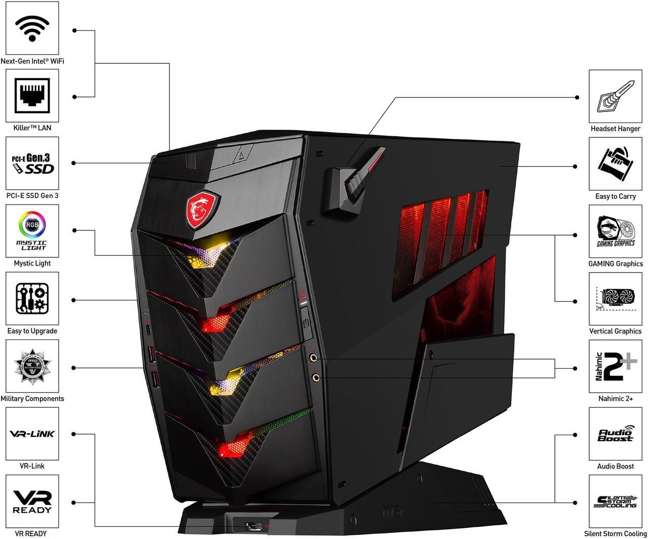 Alt view image 3 of 20 - MSI Desktop Computer Aegis 3 VR7RD-077US Intel Core i7-7700 16GB DDR4 2TB HDD 256GB SSD GeForce GTX 1070 Windows 10 Home 64-Bit (English Only)