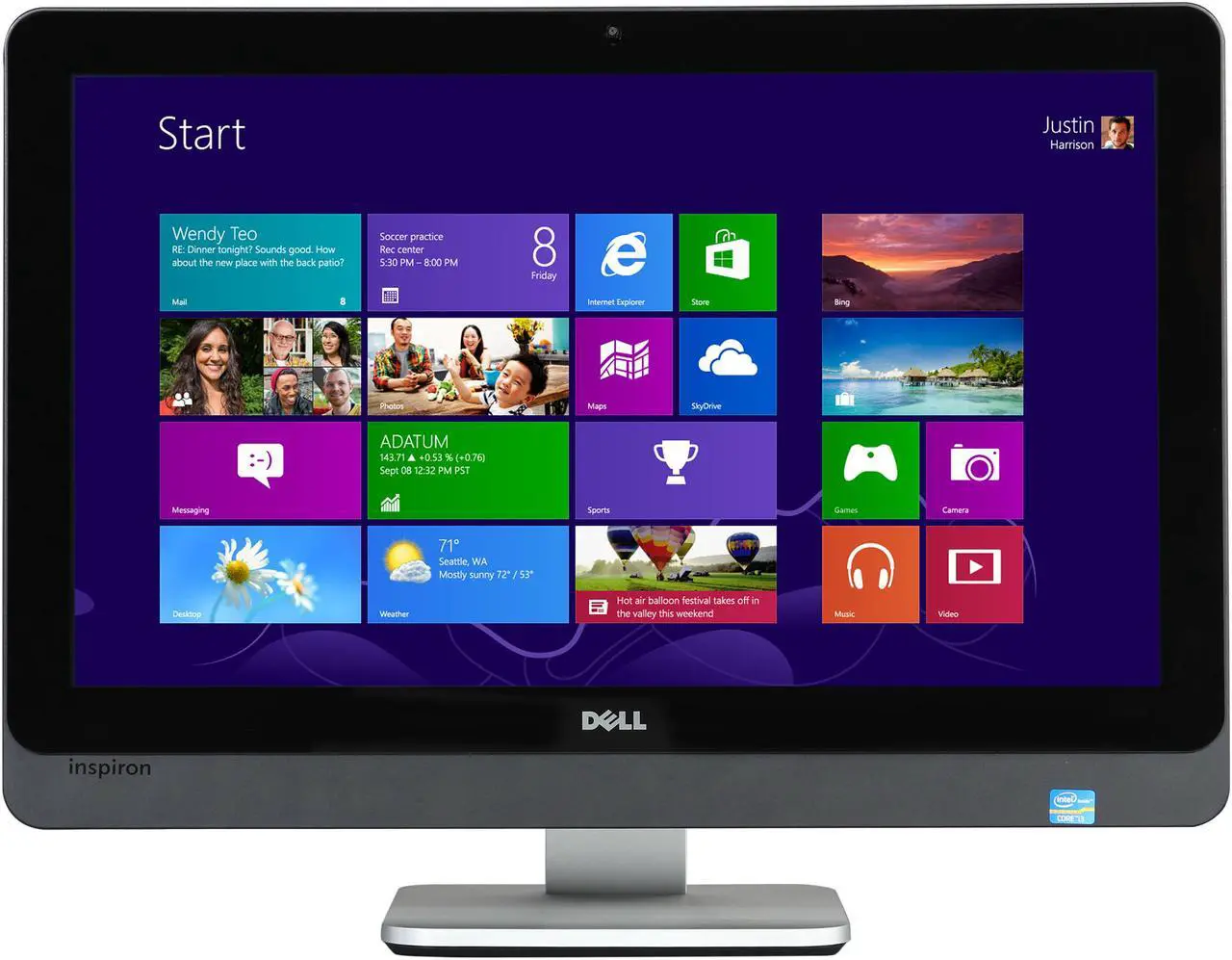 Alt view image 2 of 7 - DELL All-In-One PC Inspiron One 2330 (io2330T-4545BK) Intel Core i3-3240 8GB DDR3 1TB HDD 23" Touchscreen Windows 8