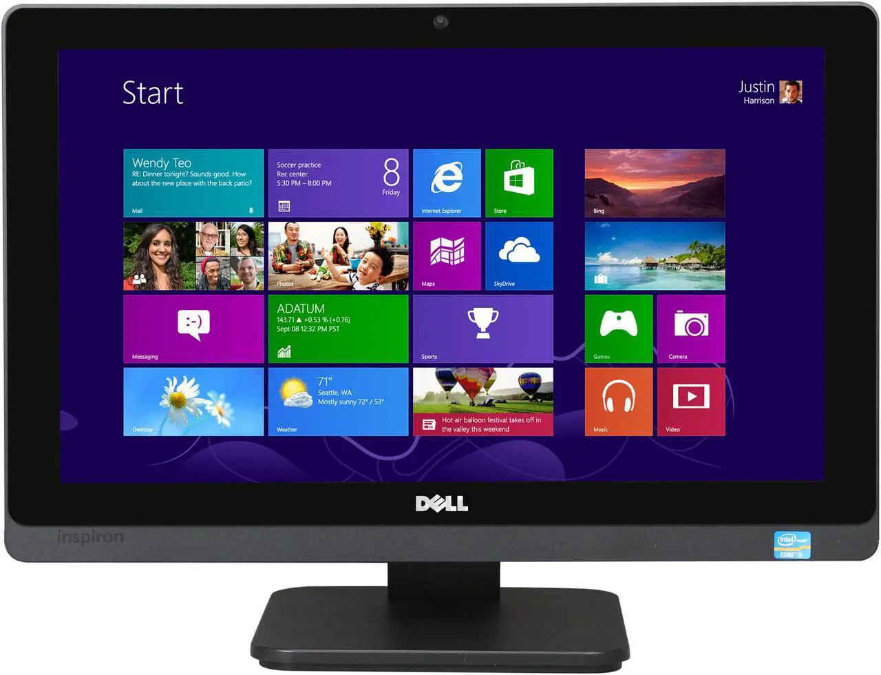 Alt view image 2 of 7 - DELL All-in-One PC Inspiron One io2020T-6670BK Intel Core i3-3240T 6GB DDR3 1TB HDD 20.0" Touchscreen Windows 8.1 (64Bit)