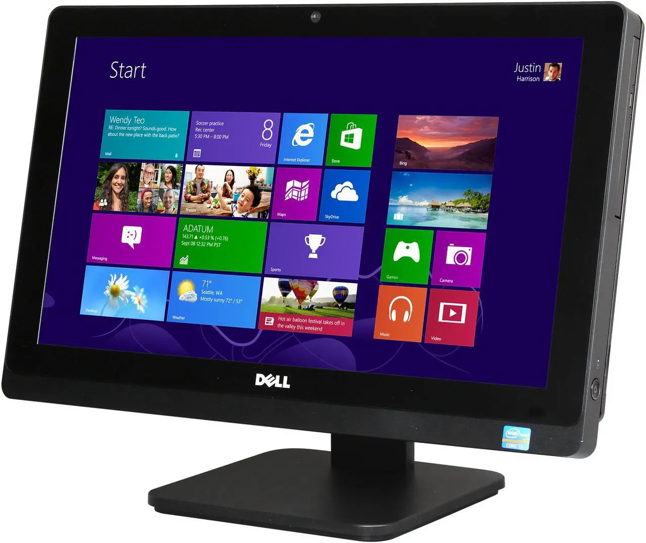 Alt view image 3 of 7 - DELL All-in-One PC Inspiron One io2020T-6670BK Intel Core i3-3240T 6GB DDR3 1TB HDD 20.0" Touchscreen Windows 8.1 (64Bit)