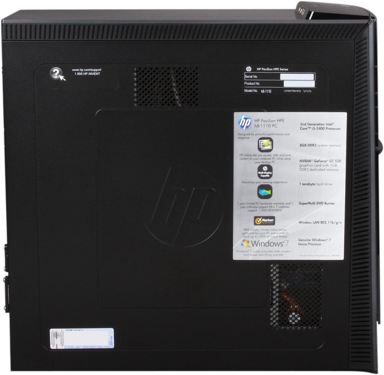 Alt view image 4 of 10 - HP Desktop PC h8-1110 (QP770AA#ABA) Intel Core i5-2400 8GB DDR3 1TB HDD NVIDIA GeForce GT 520 Windows 7 Home Premium 64-bit
